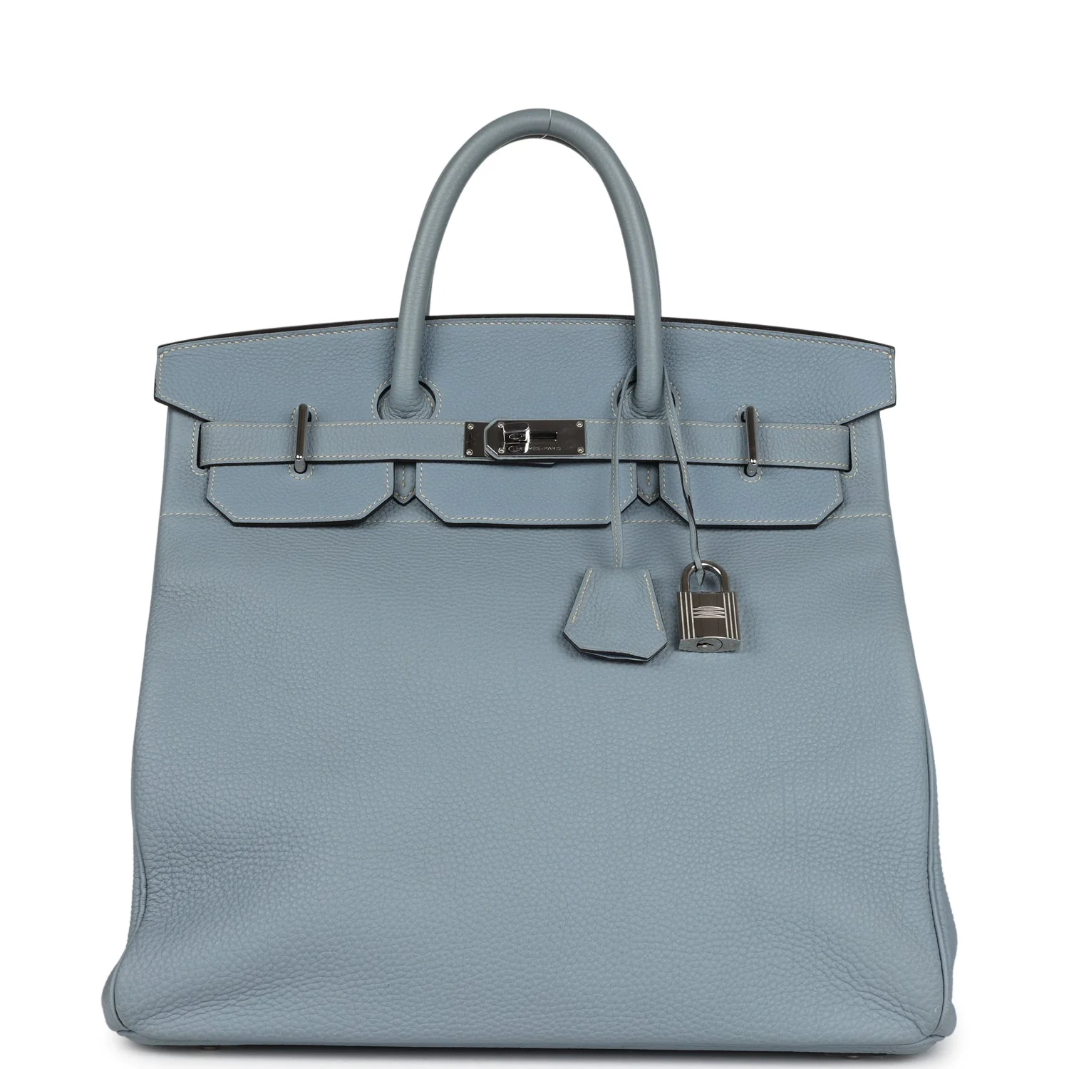 Replicate Hermes Birkin HAC 40 Bleu Lin Togo Palladium Hardware(1:1 replica)