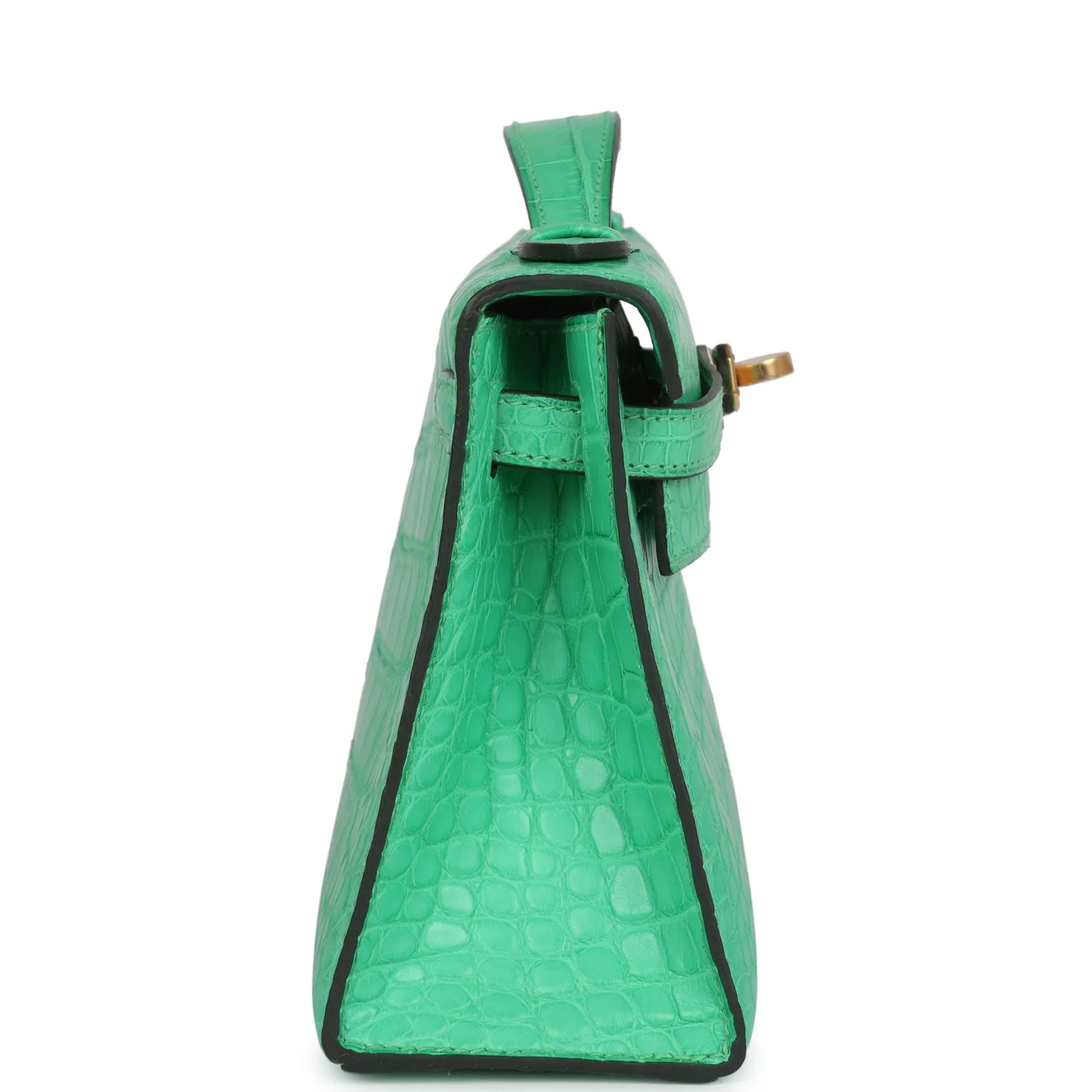 Replicate Hermes Kelly Pochette Vert Comics Matte Alligator Gold Hardware(1:1 replica)