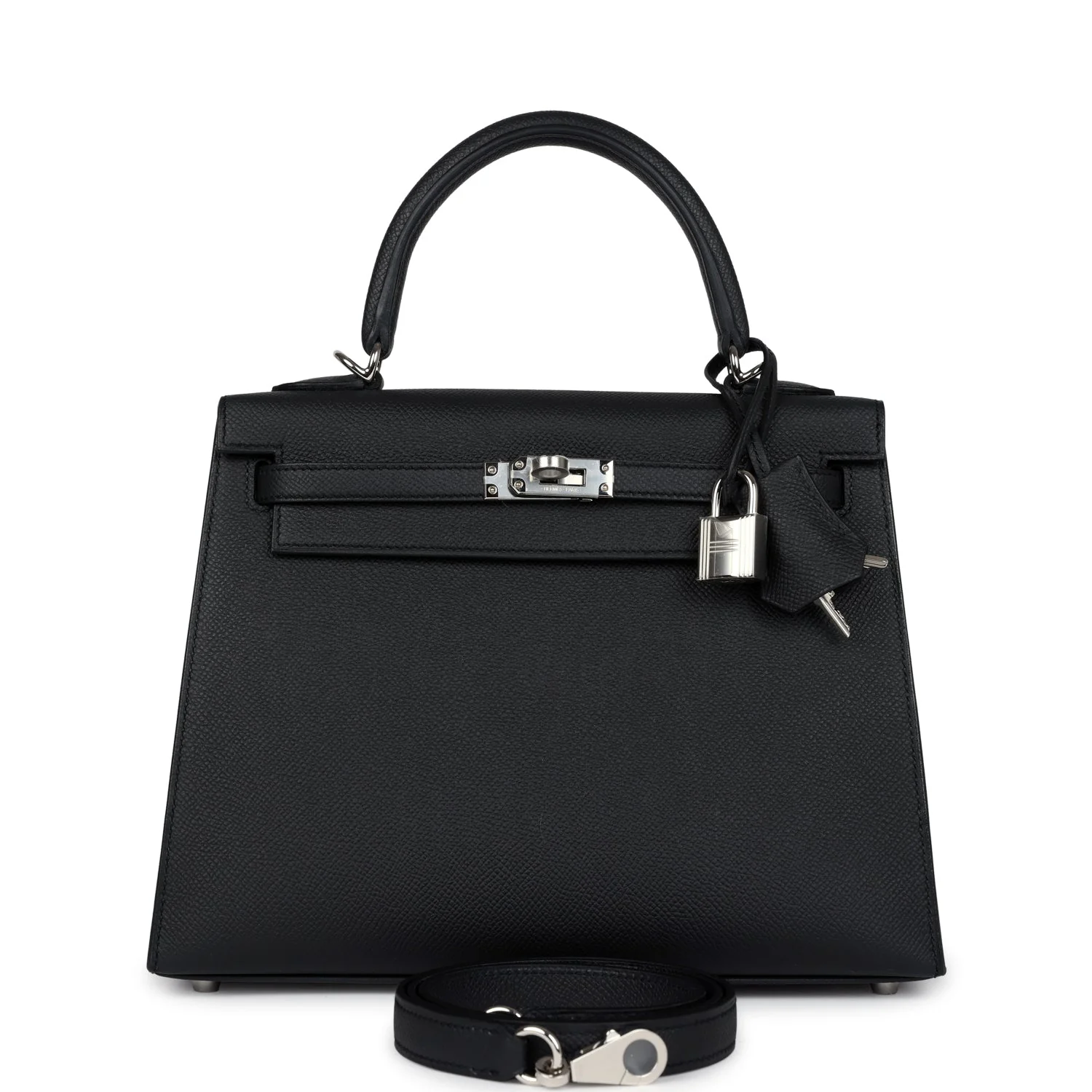 Replicate Hermes Kelly Sellier 25 Black Epsom Palladium Hardware(1:1 replica)