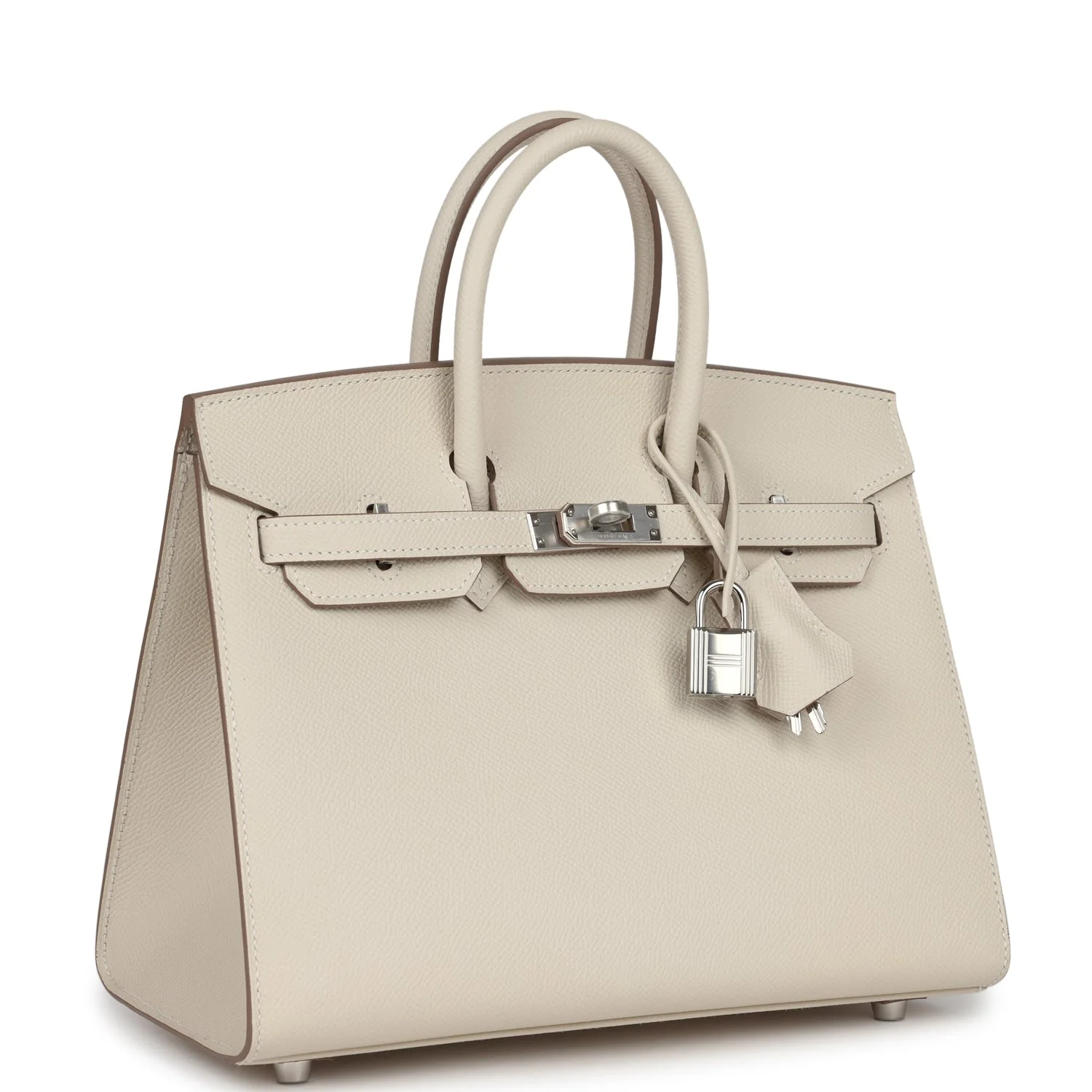 Replicate Hermes Birkin Sellier 25 Craie Epsom Palladium Hardware(1:1 replica)