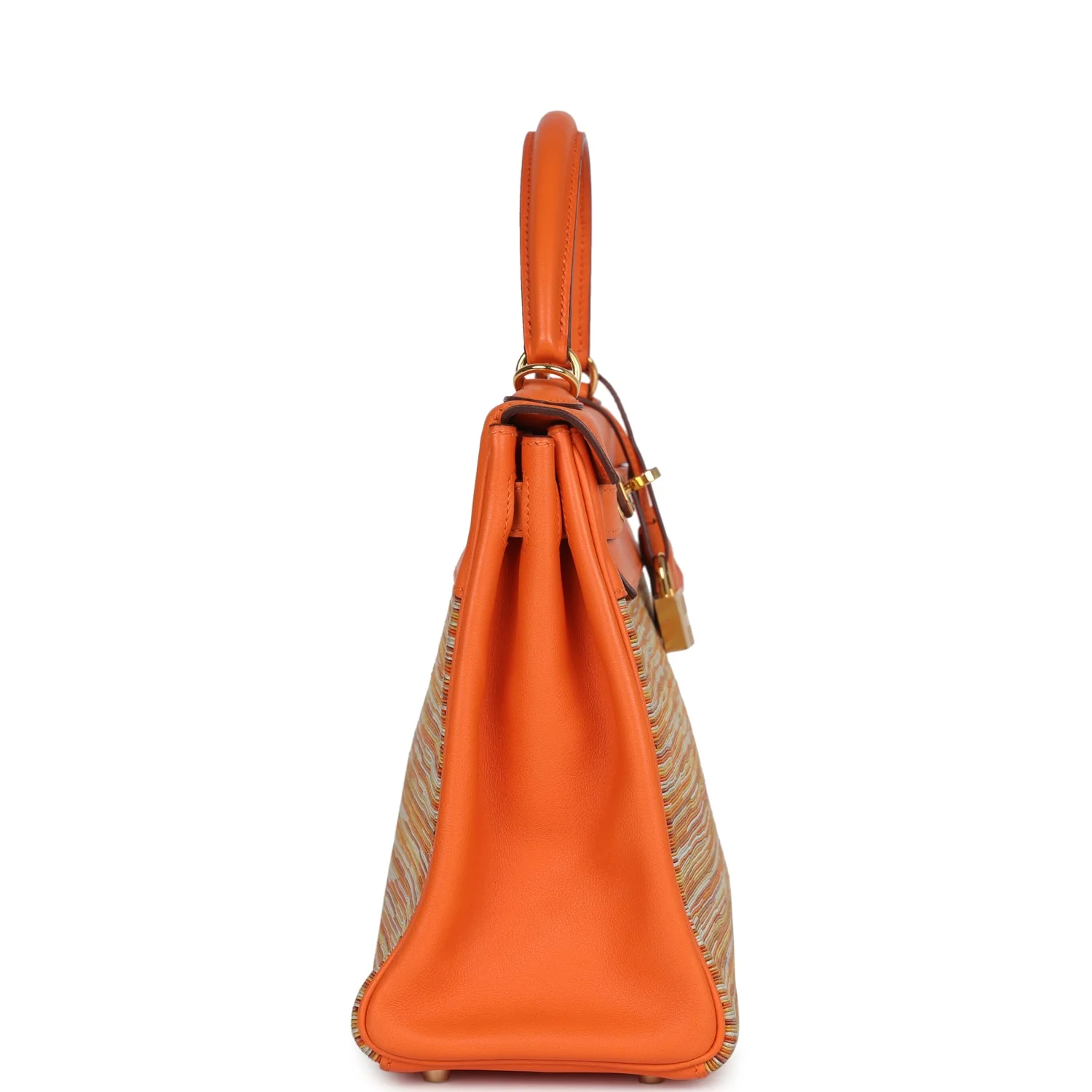 Replicate Hermes Kelly Retourne 28 Vibrato Orange Evercalf Gold Hardware(1:1 replica)