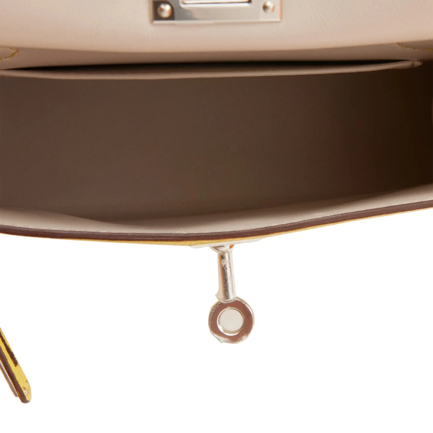 Replicate Hermes Kelly Sellier 20 Jaune de Naples Verso Ch��vre Palladium Hardware(1:1 replica)