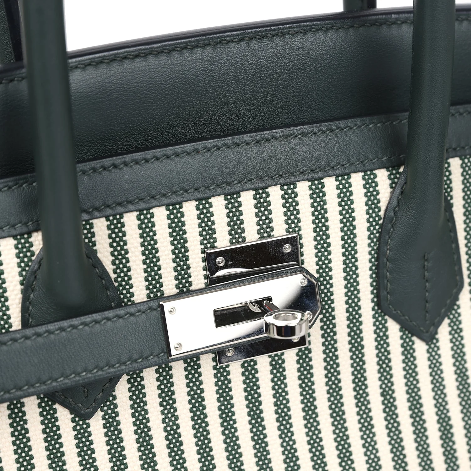 Replicate Hermes Birkin 35 Toile Riga and Vert Anglais Swift Palladium Hardware(1:1 replica)