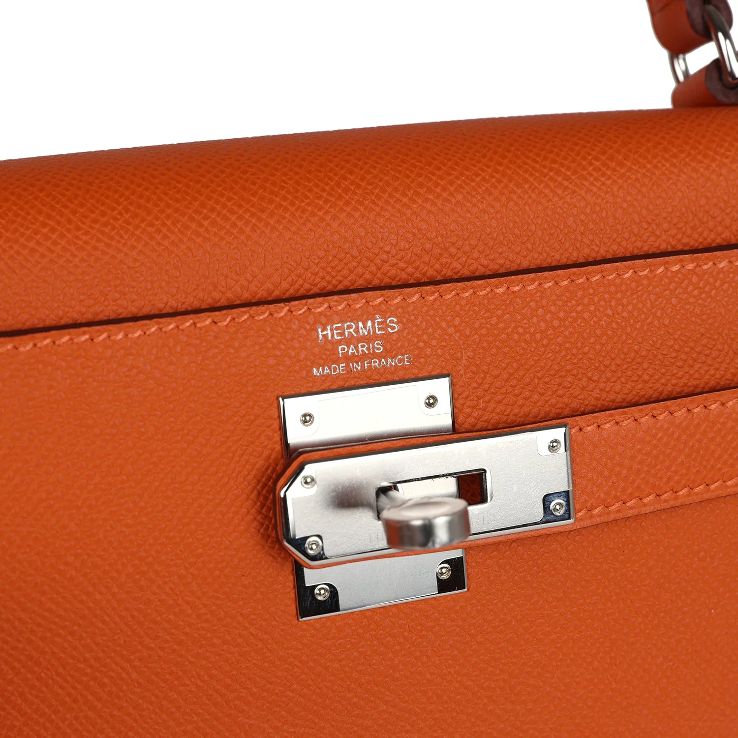 Replicate Hermes Kelly Sellier 28 Orange Epsom Palladium Hardware(1:1 replica)