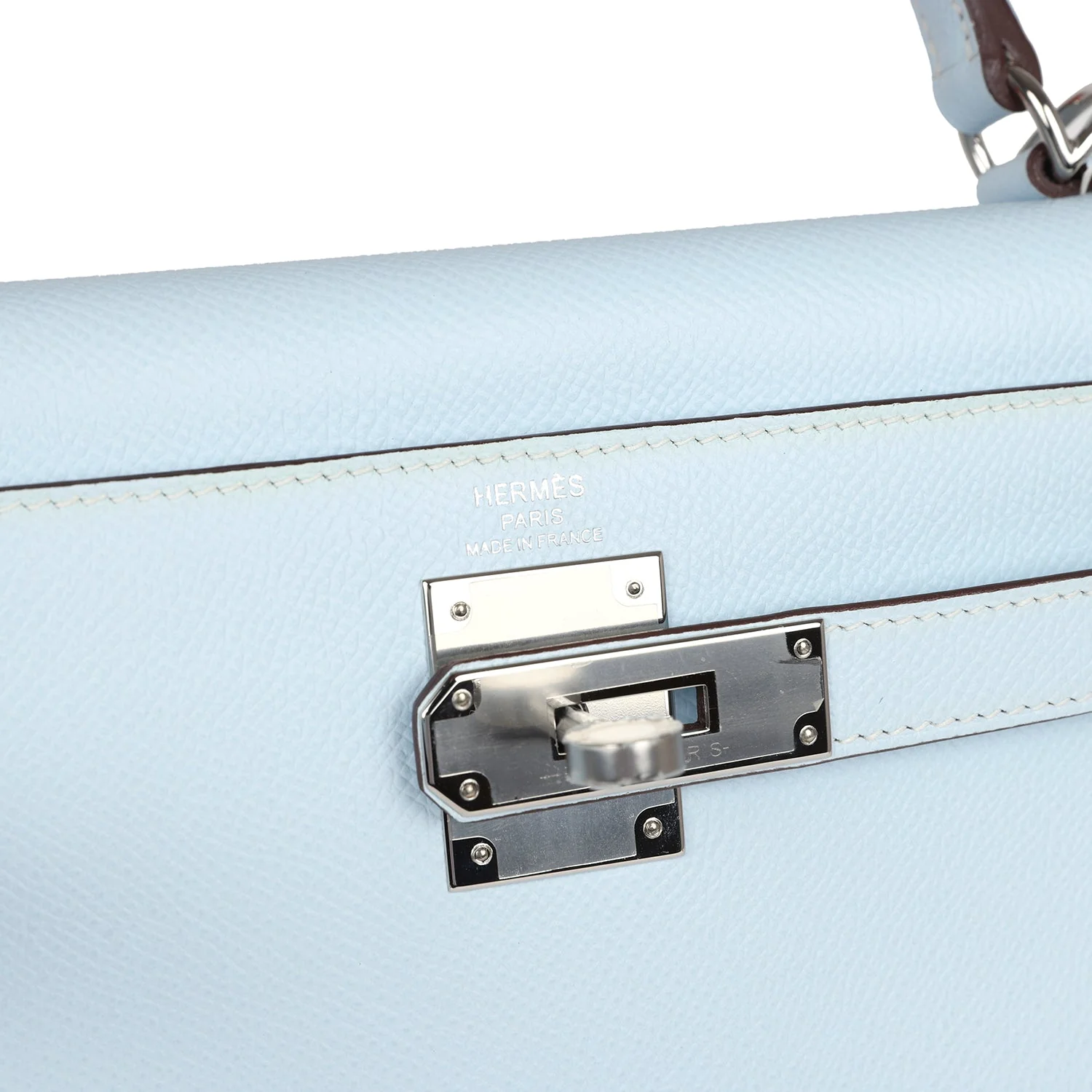 Replicate Hermes Kelly Sellier 28 Bleu Brume Epsom Palladium Hardware(1:1 replica)