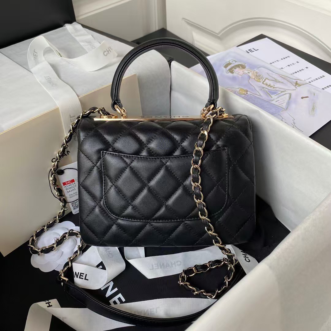 Replicate Chanel AS4654 Mini Fashion CC Flap Bag Black Lambskin Light Gold Hardware(1:1 replica)
