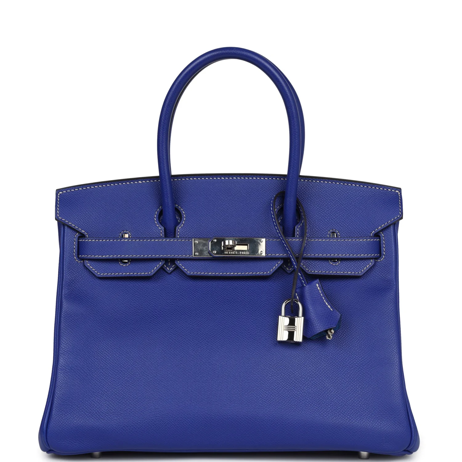 Replicate Hermes Birkin 30 Bleu Electric Candy Epsom Palladium Hardware(1:1 replica)