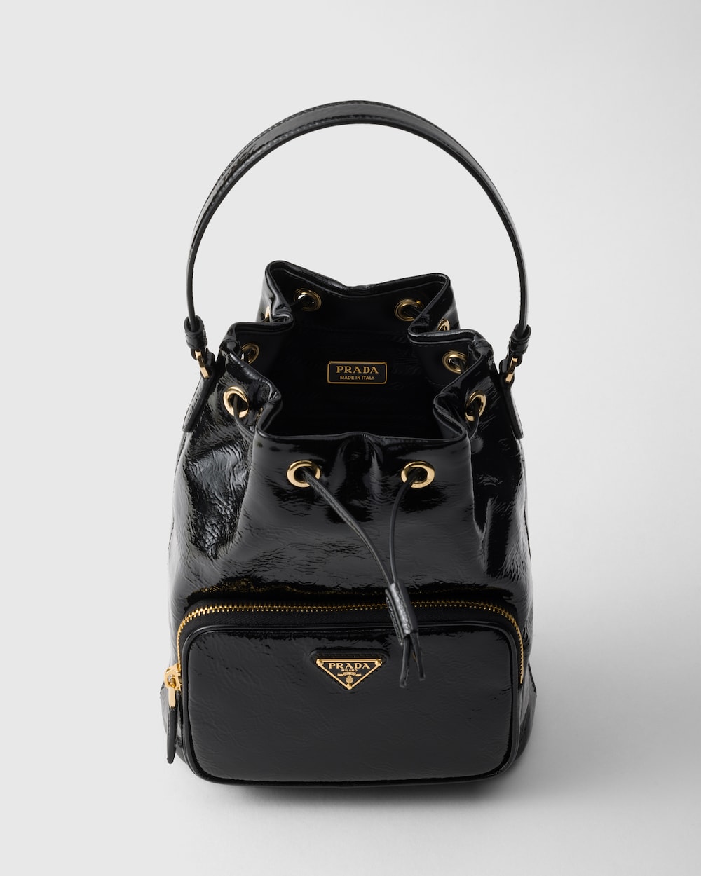 Replicate Prada Duet Naplak Patent Leather Bucket Bag(1:1 replica)