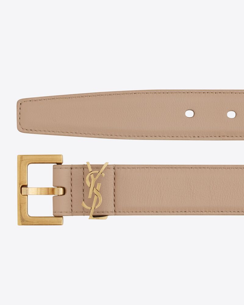 Replicate cassandre thin belt with square buckle in box saint laurent leather(1:1 replica)