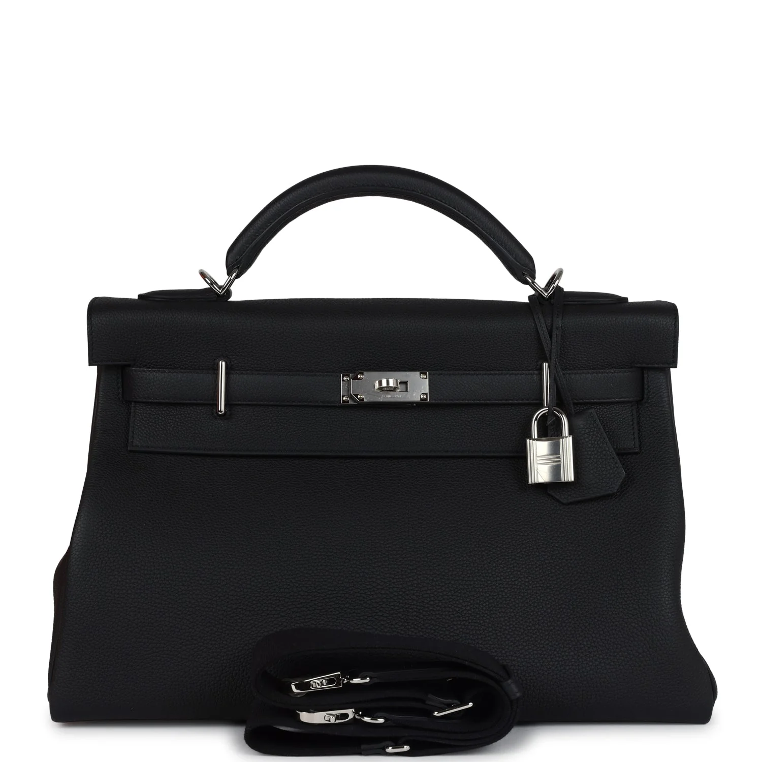 Replicate Hermes Kelly 42 Maxi Black Togo Palladium Hardware(1:1 replica)