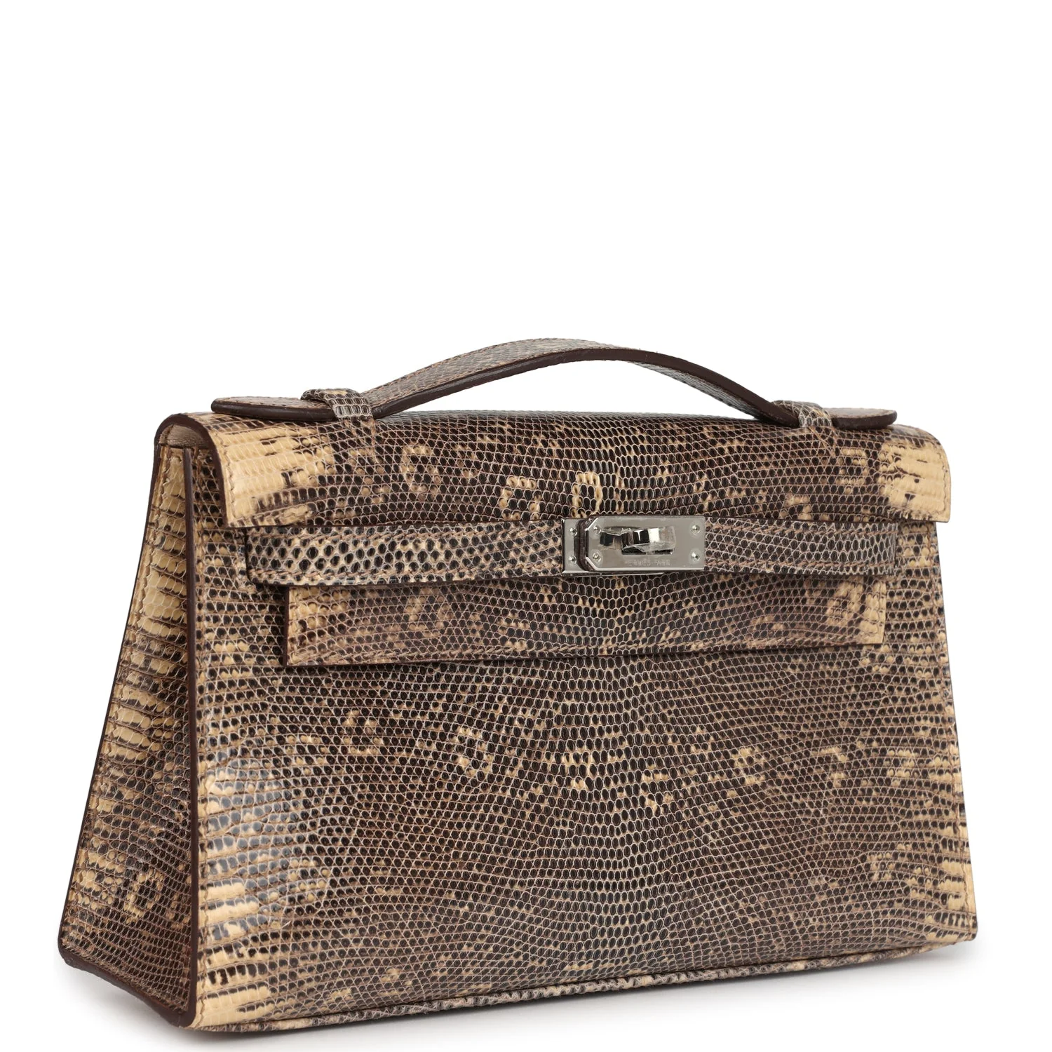 Replicate Hermes Kelly Pochette Desert Varanus Salvator Lizard Palladium Hardware(1:1 replica)