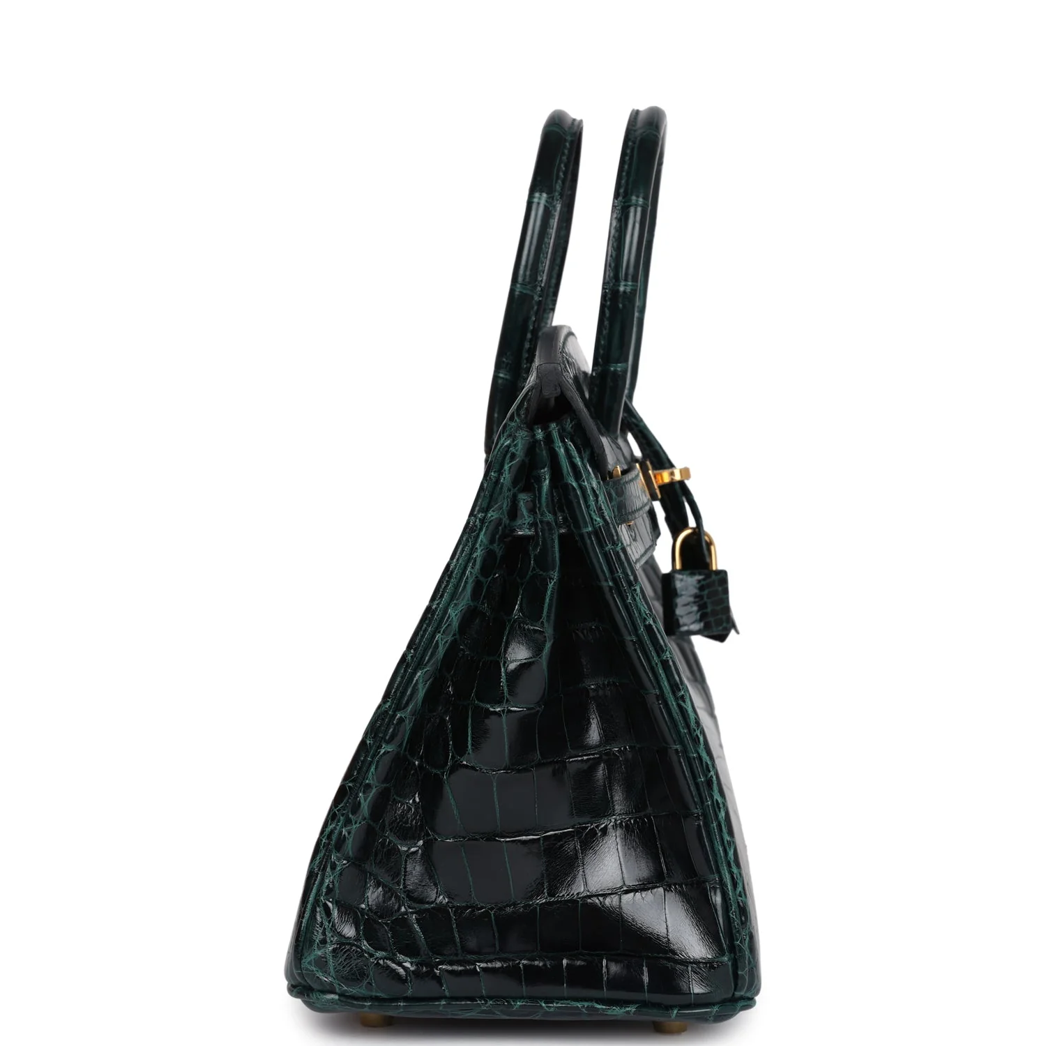 Replicate Hermes Birkin 25 Vert Cypress Shiny Niloticus Crocodile Gold Hardware(1:1 replica)