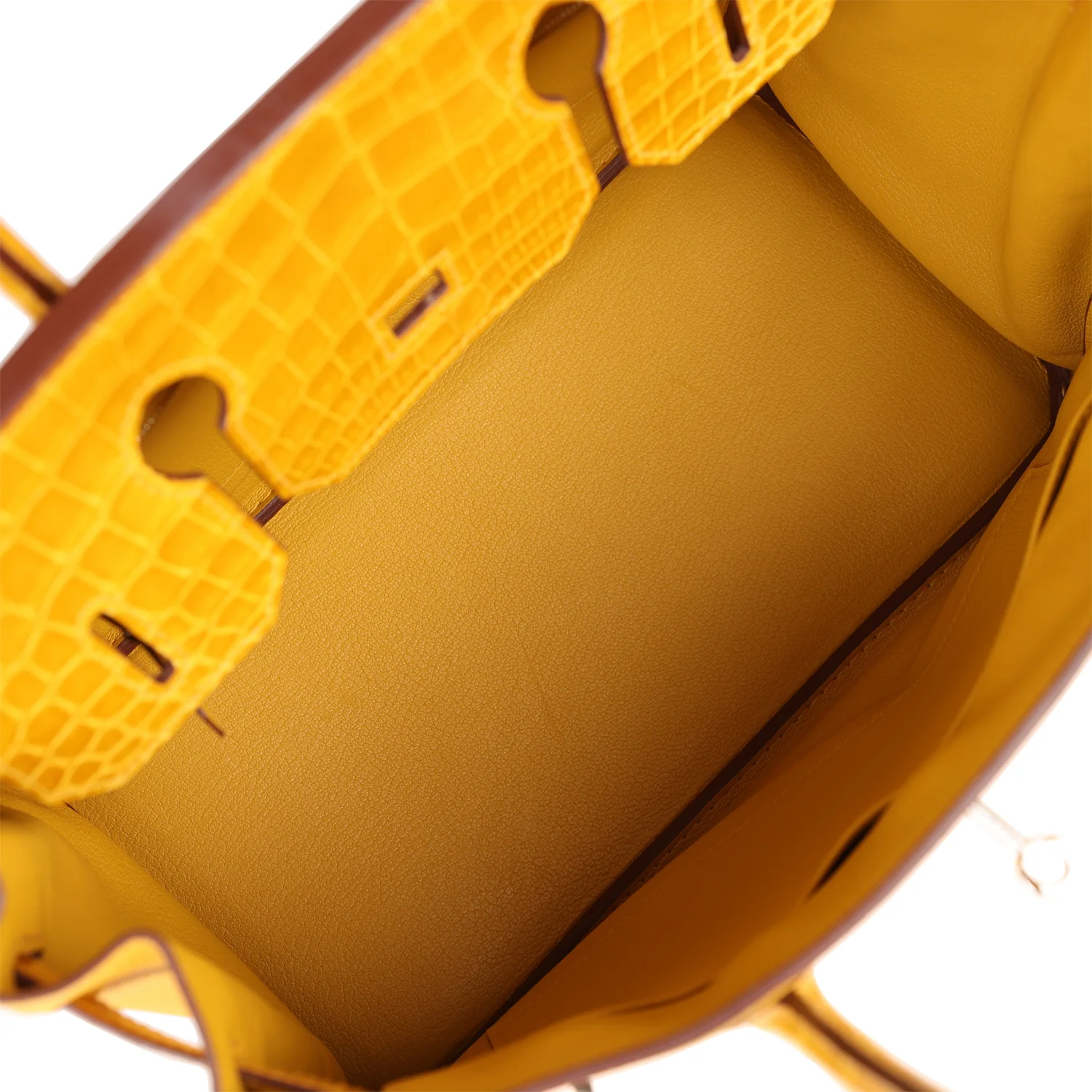 Replicate Hermes Birkin 30 Jaune Ambre Shiny Niloticus Crocodile and Togo Touch Palladium Hardware(1:1 replica)