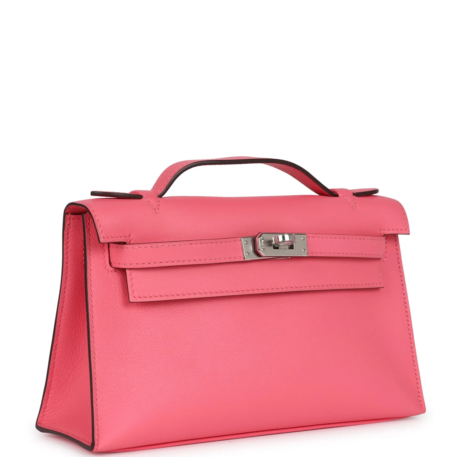 Replicate Hermes Kelly Pochette Rose Azalee Swift Palladium Hardware(1:1 replica)