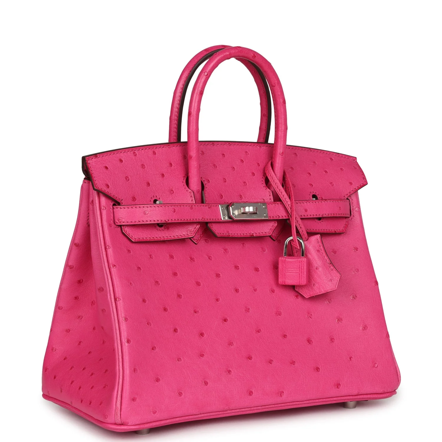 Replicate Hermes Birkin 25 Rose Tyrien Ostrich Palladium Hardware(1:1 replica)