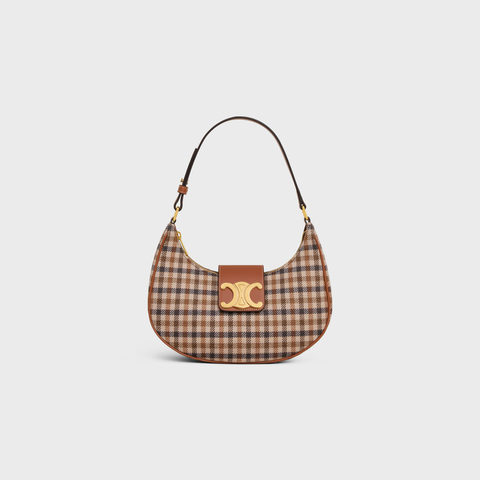 Replicate MEDIUM AVA TRIOMPHE BAG IN TARTAN TEXTILE and CALFSKIM(1:1 replica)
