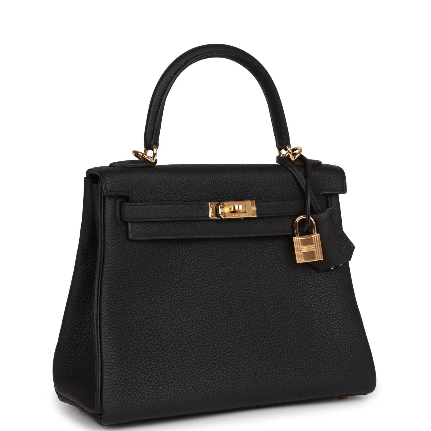 Replicate Hermes Kelly Retourne 25 Black Togo Gold Hardware(1:1 replica)