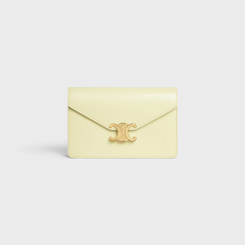 Replicate WALLET ON CHAIN MARGO IN SHINY CALFSKIN LIGHT YELLOW(1:1 replica)