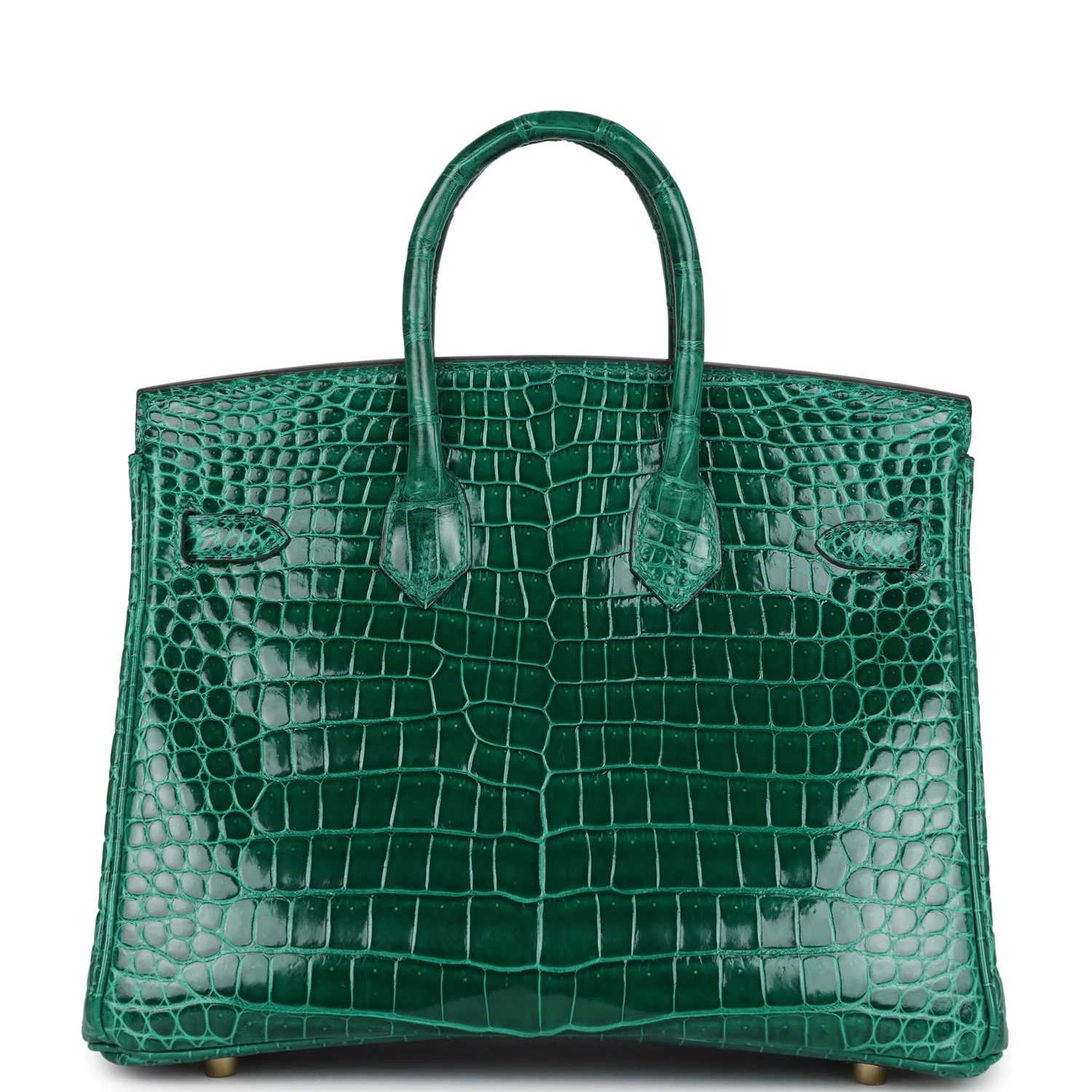 Replicate Hermes Birkin 25 Emerald Shiny Porosus Crocodile Gold Hardware(1:1 replica)