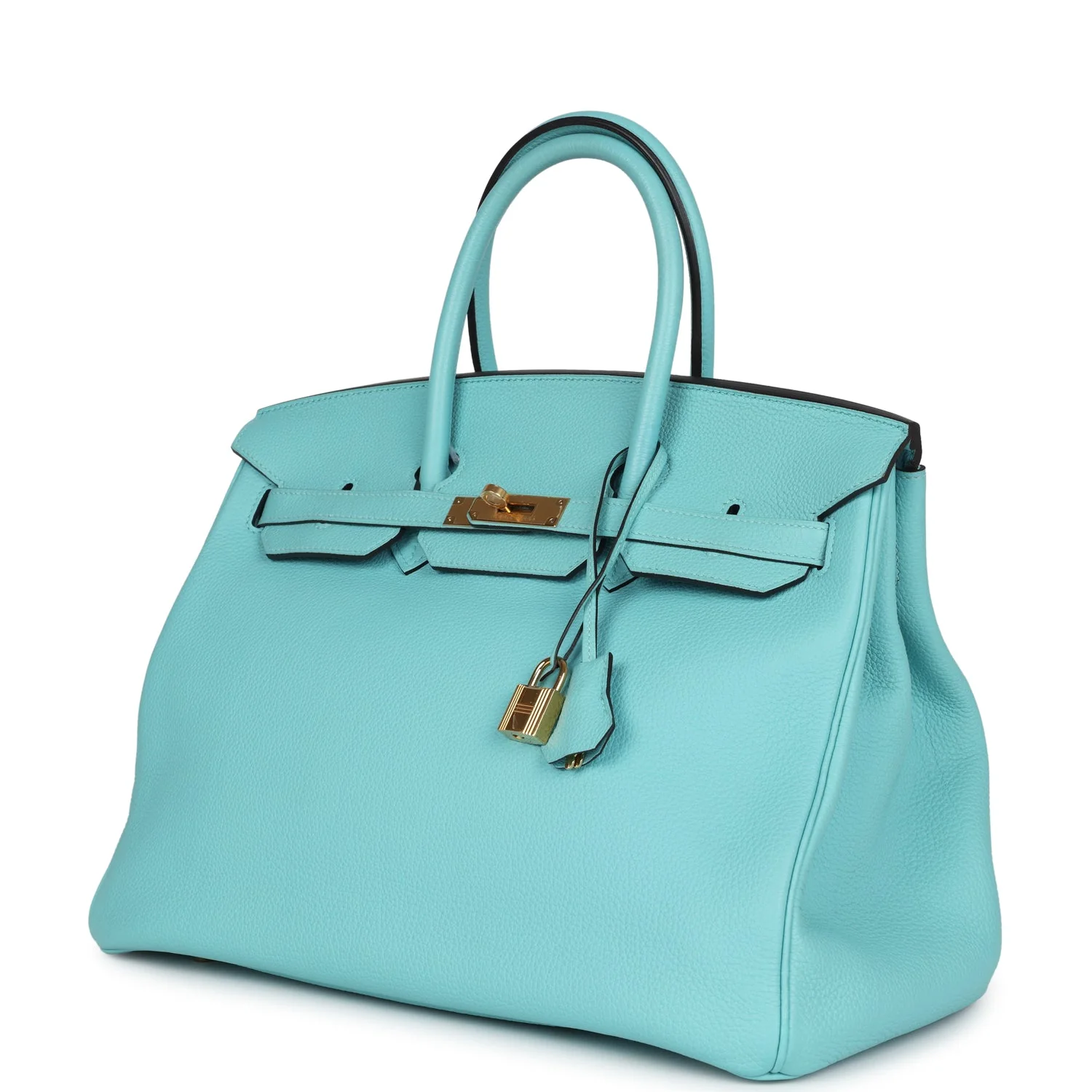 Replicate Hermes Birkin 35 Bleu Atoll Togo Gold Hardware(1:1 replica)
