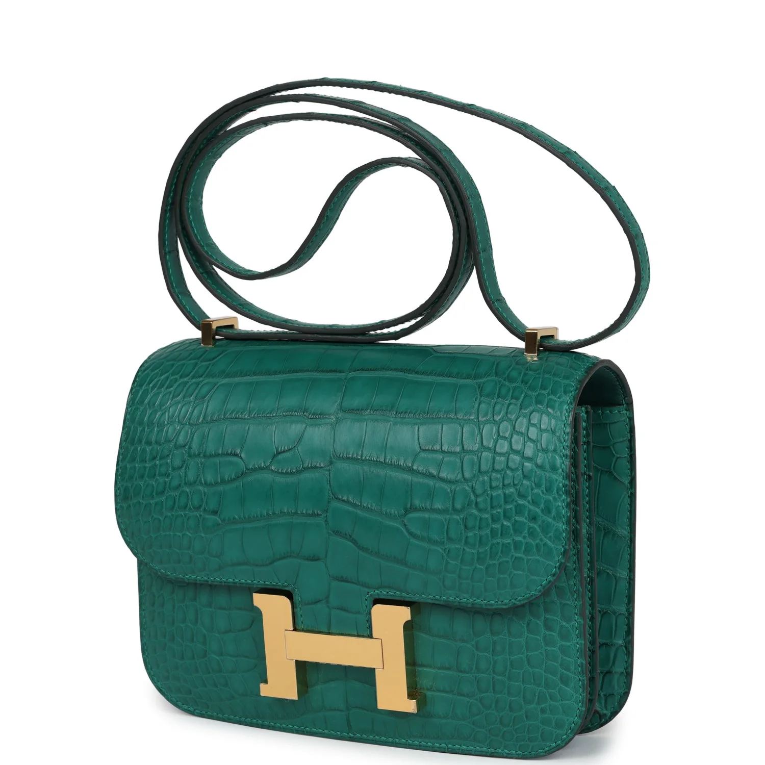 Replicate Hermes Constance 18 Malachite Matte Alligator Gold Hardware(1:1 replica)