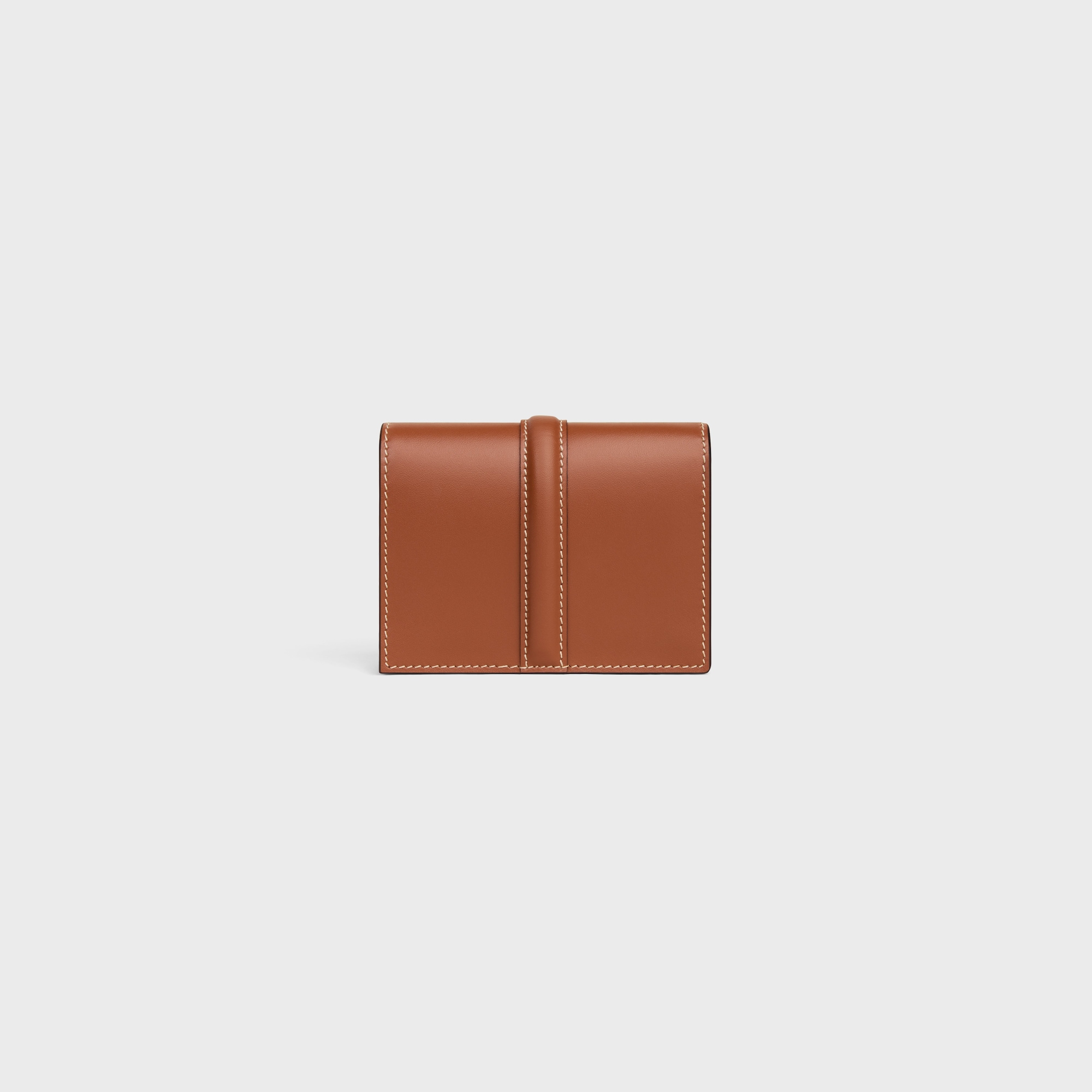 Replicate CARD HOLDER WITH FLAP 16 IN SATINATED CALFSKIN TAN(1:1 replica)