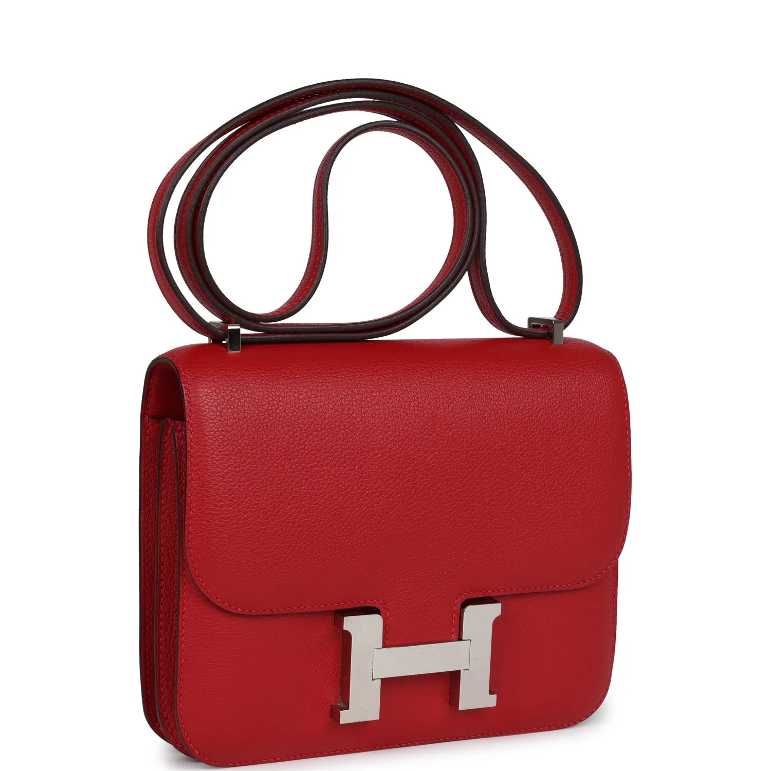 Replicate Hermes Constance 18 Rouge Casaque Evercolor Palladium Hardware(1:1 replica)