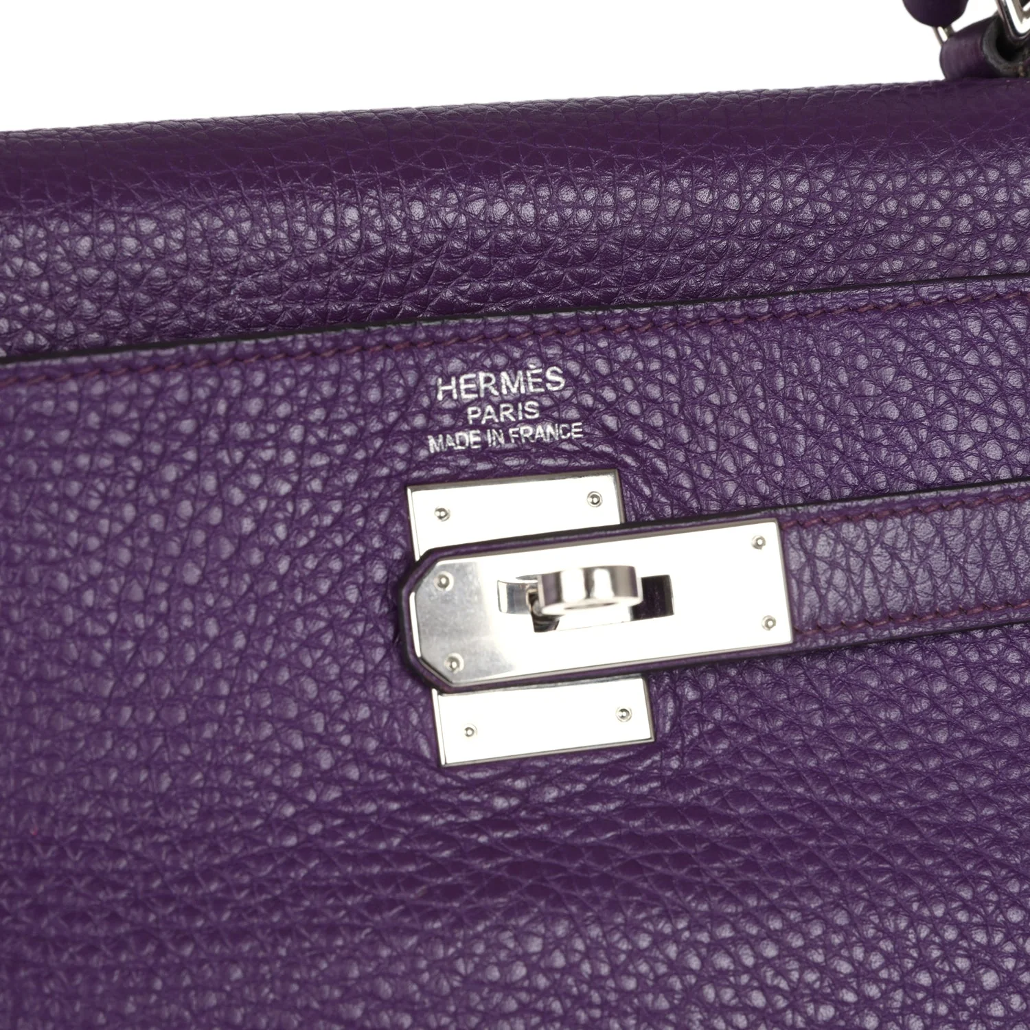 Replicate Hermes Kelly Retourne 35 Ultraviolet Clemence Palladium Hardware(1:1 replica)