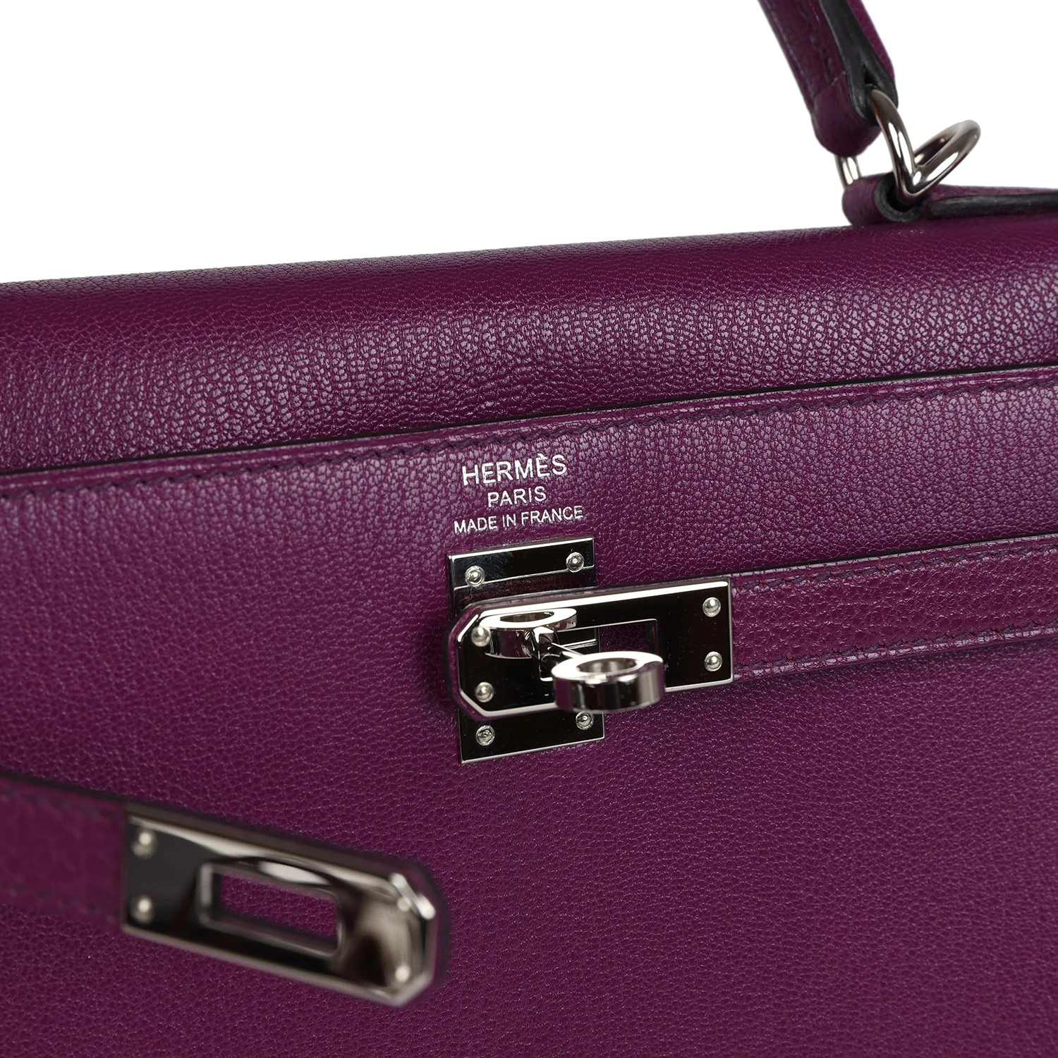 Replicate Hermes Kelly Sellier 25 Anemone Chevre Mysore Palladium Hardware(1:1 replica)