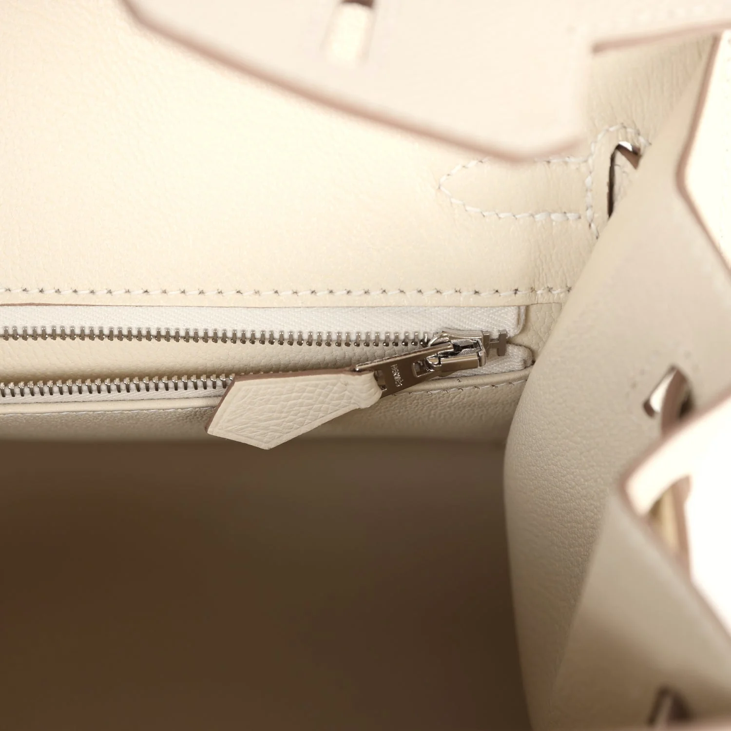 Replicate Hermes Birkin Sellier 25 Craie Epsom Palladium Hardware(1:1 replica)