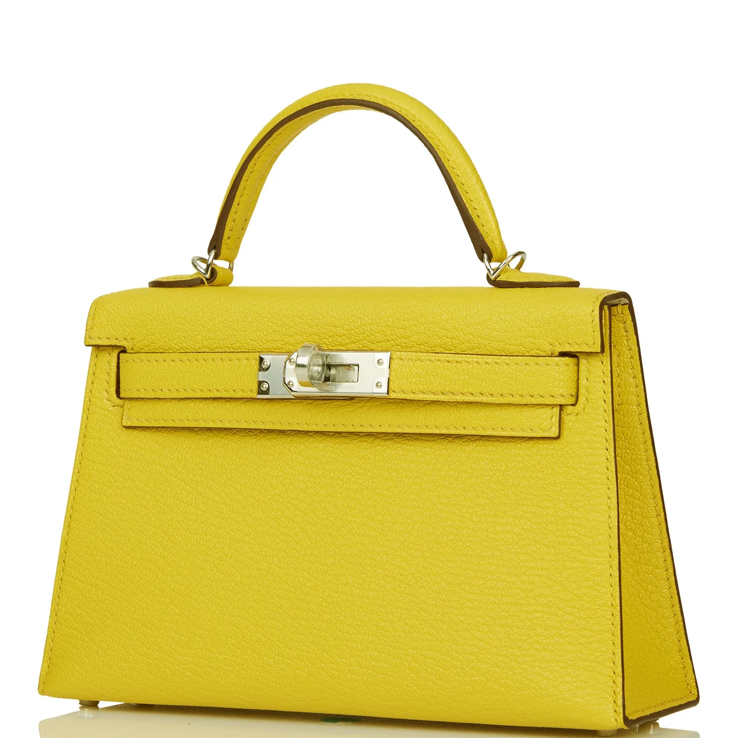 Replicate Hermes Kelly Sellier 20 Jaune de Naples Verso Ch��vre Palladium Hardware(1:1 replica)