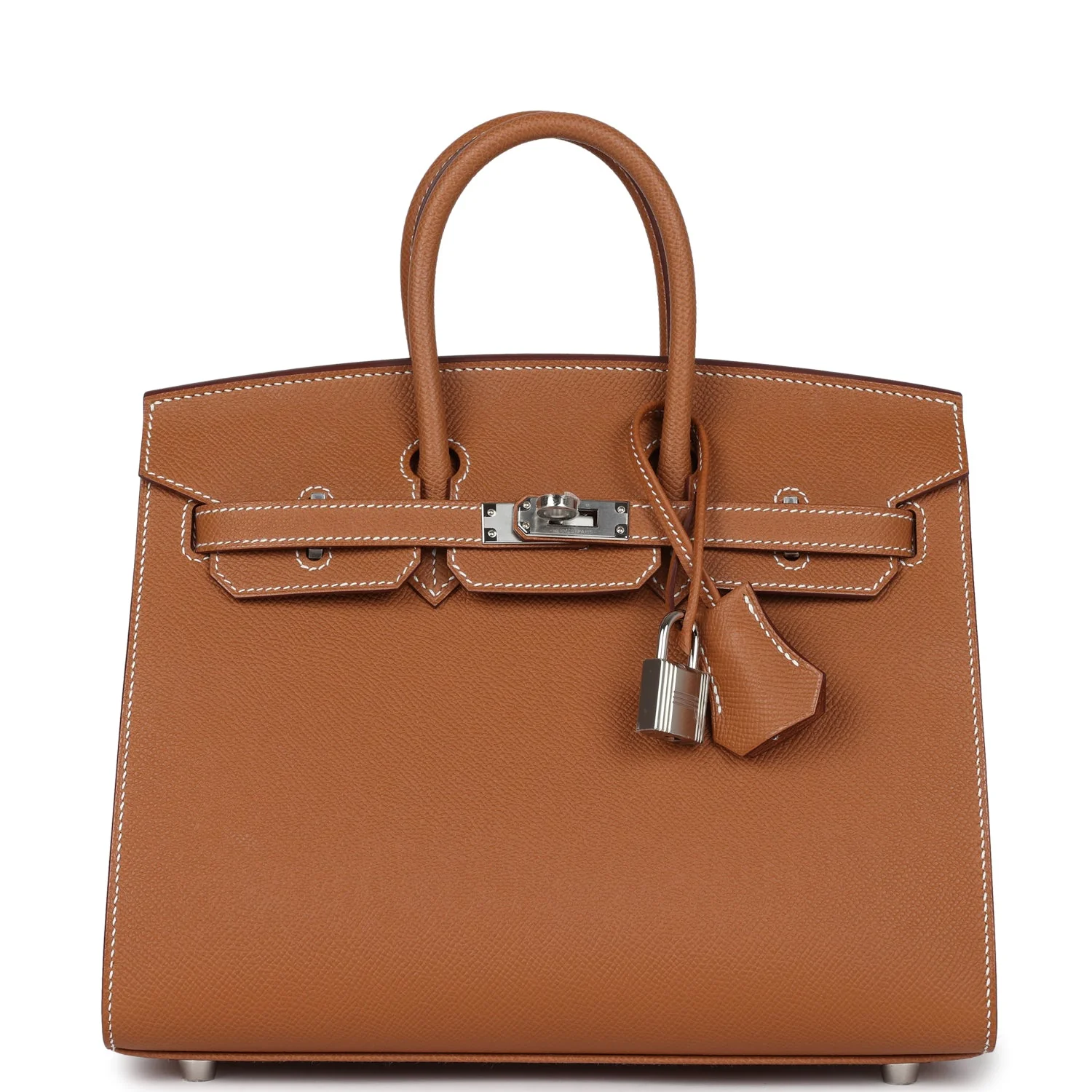 Replicate Hermes Birkin Sellier 25 Gold Epsom Palladium Hardware(1:1 replica)