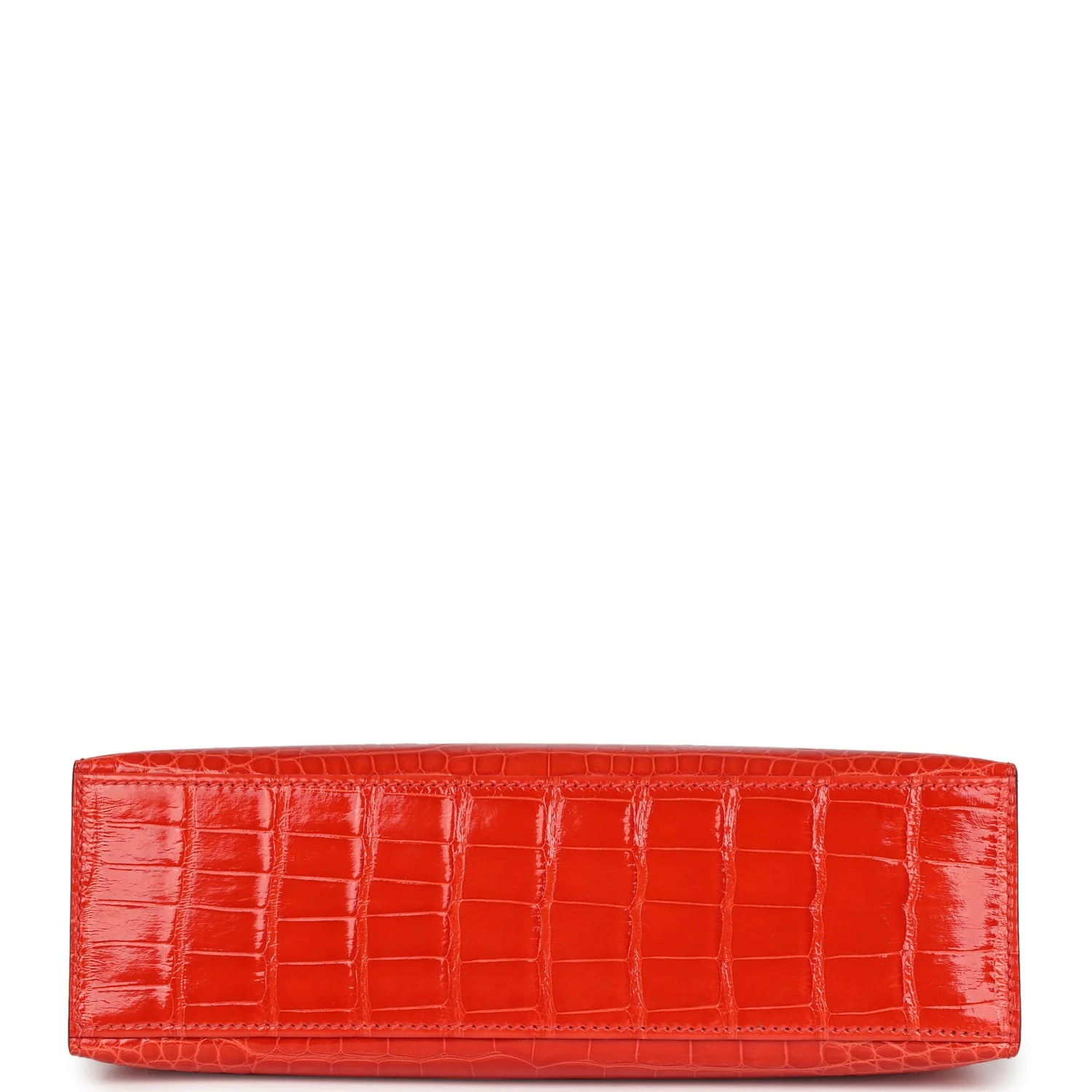 Replicate Hermes Kelly Pochette Orange Poppy Shiny Alligator Palladium Hardware(1:1 replica)