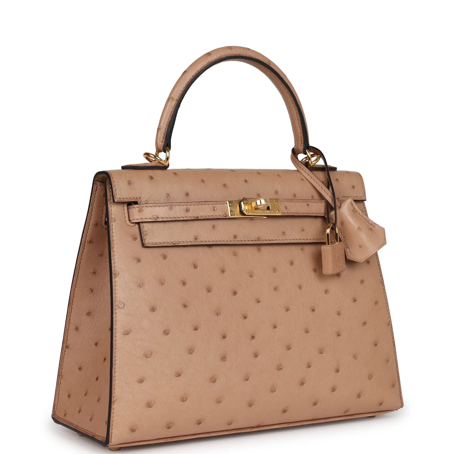 Replicate Hermes Kelly Sellier 25 Chai Ostrich Gold Hardware(1:1 replica)