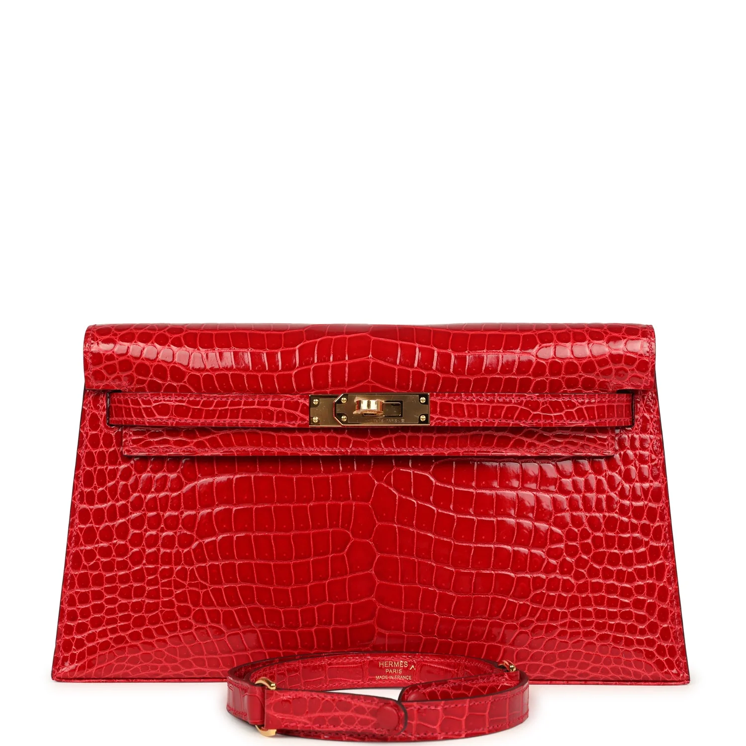 Replicate Hermes Kelly Elan Braise Shiny Porosus Crocodile Gold Hardware(1:1 replica)
