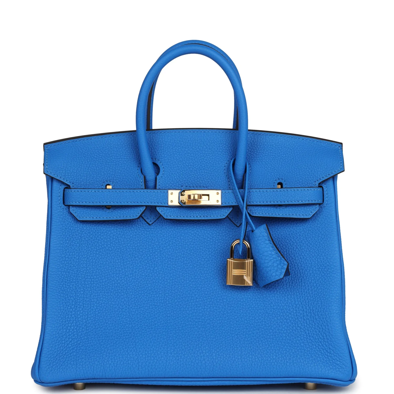 Replicate Hermes Birkin 25 Bleu Hydra Togo Gold Hardware(1:1 replica)