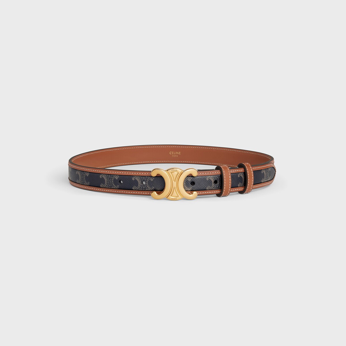 Replicate Medium Triomphe Belt in Triomphe Canvas and Calfskin(1:1 replica)