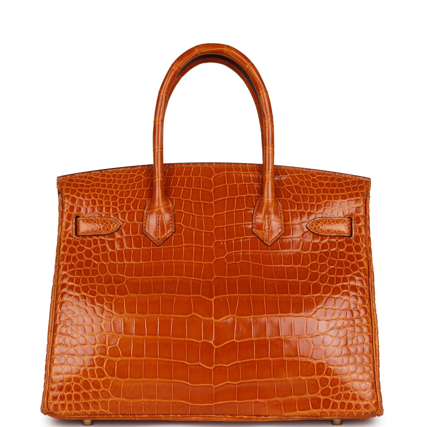 Replicate Hermes Birkin 30 Pain D' Epice Shiny Porosus Crocodile Gold Hardware(1:1 replica)