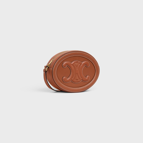 Replicate CROSSBODY OVAL PURSE CUIR TRIOMPHE IN SMOOTH CALFSKIN TAN(1:1 replica)