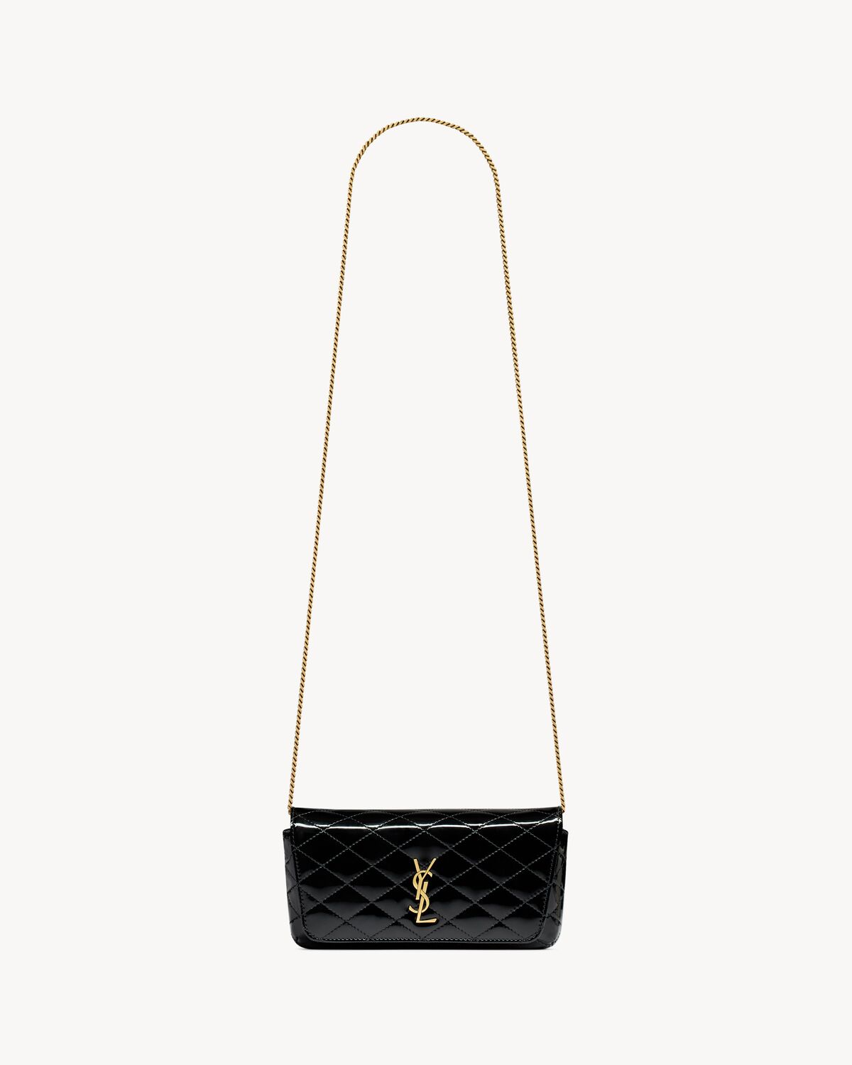 Replicate YSL Gaby Chain Phone Holder in Patent Leather(1:1 replica)