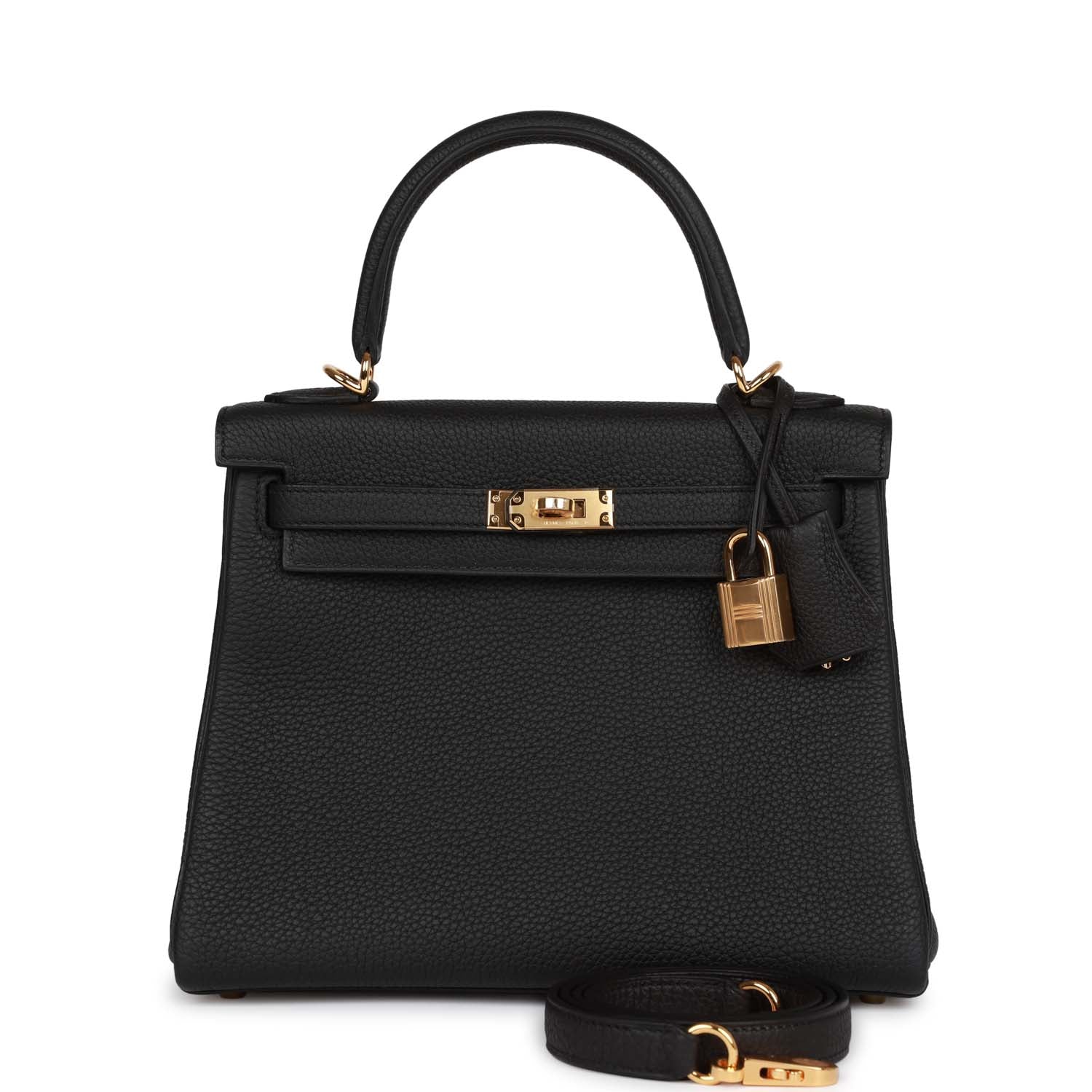 Replicate Hermes Kelly Retourne 25 Black Togo Gold Hardware(1:1 replica)