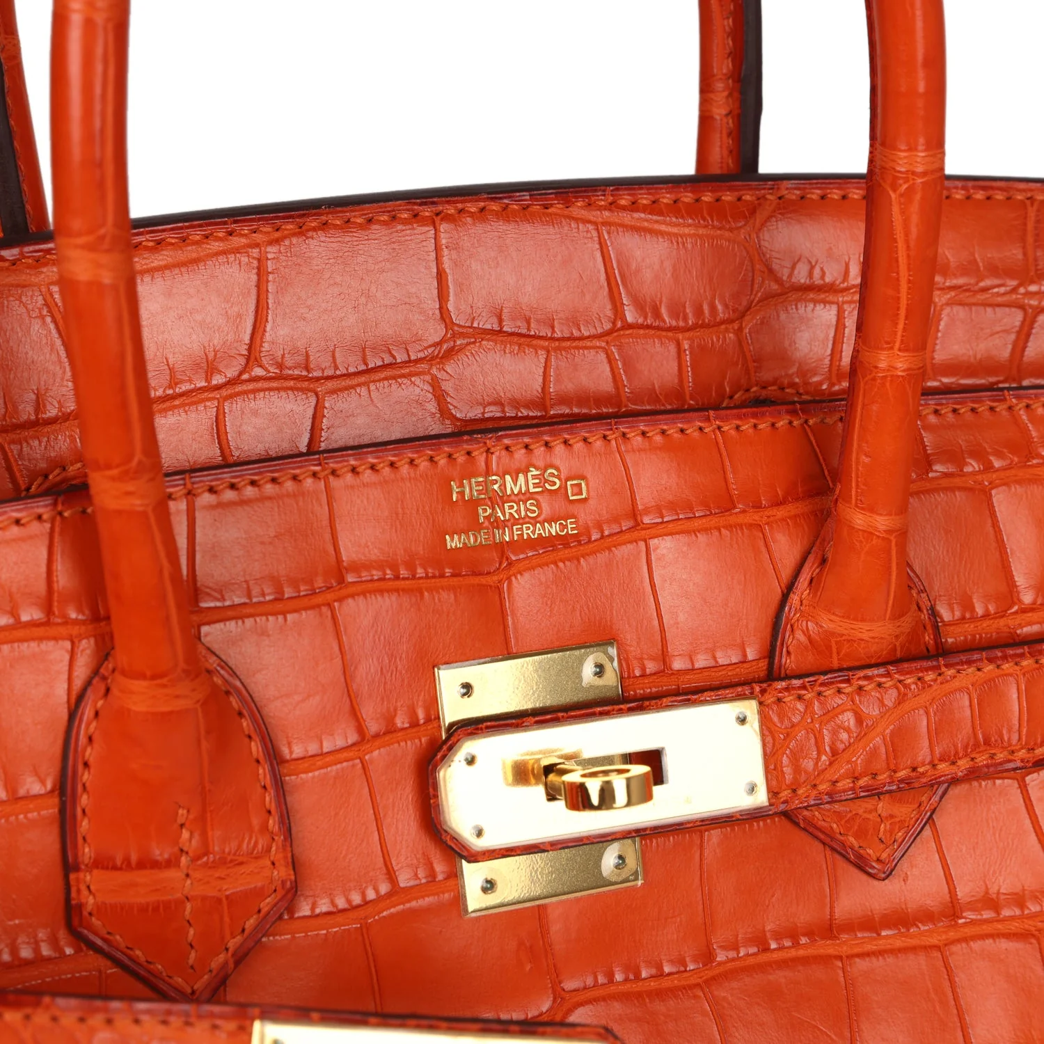 Replicate Hermes Birkin 35 Feu Matte Alligator Gold Hardware(1:1 replica)
