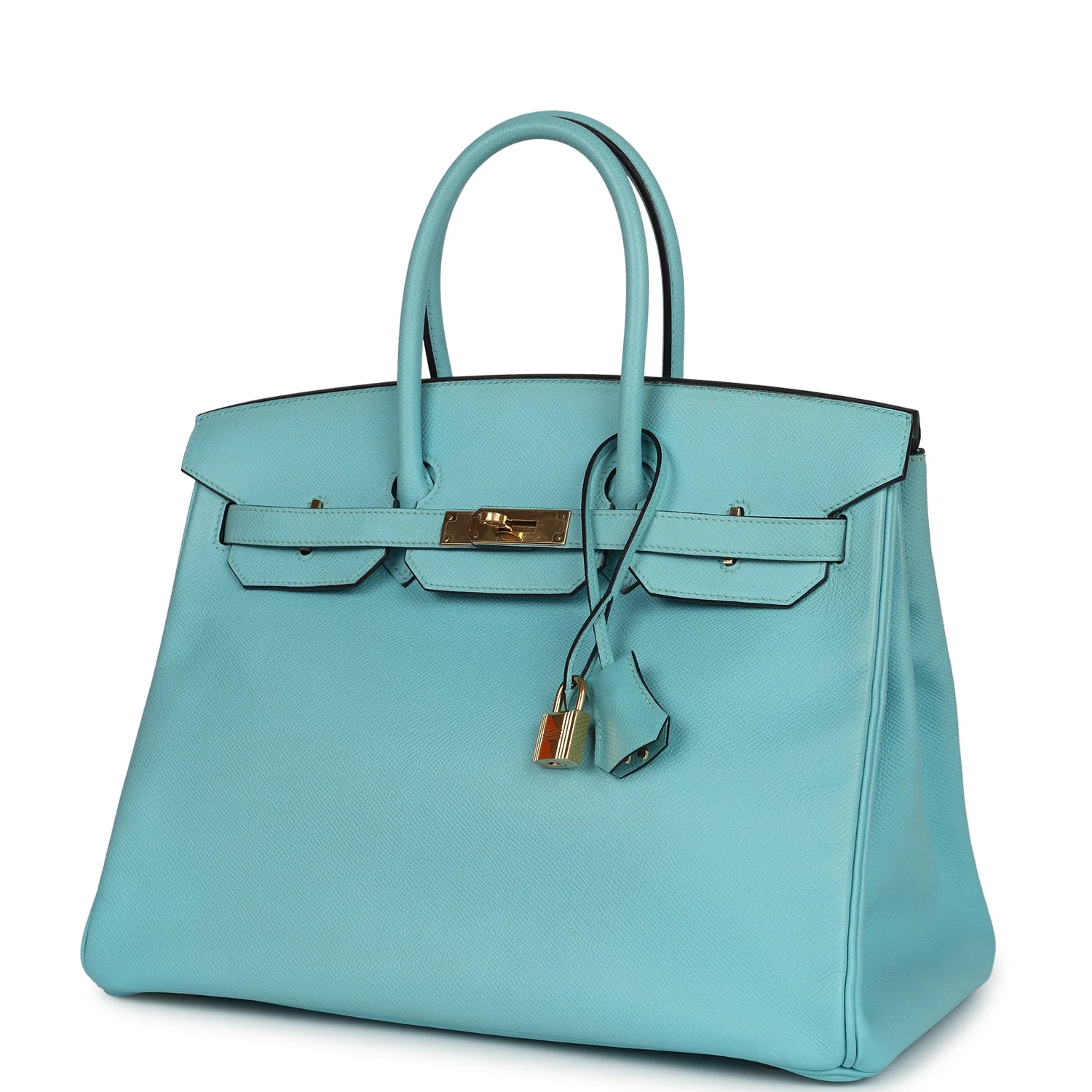 Replicate Hermes Birkin 35 Bleu Atoll Epsom Gold Hardware(1:1 replica)