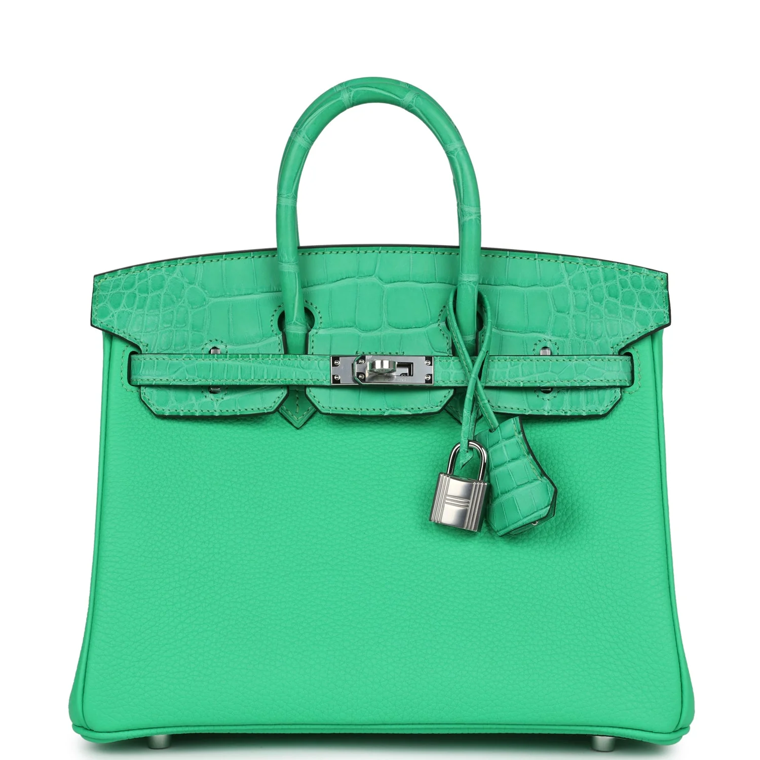 Replicate Hermes Birkin 25 Vert Comics Togo and Matte Alligator Touch Palladium Hardware(1:1 replica)