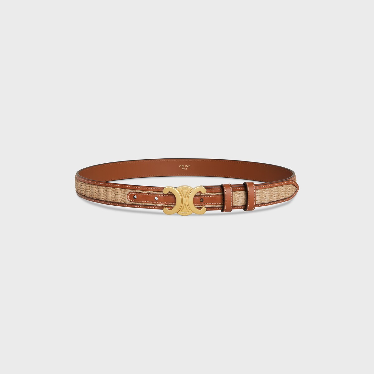 Replicate MEDIUM TRIOMPHE BELT in Textile WITH RAFFIA EFFECT and Calfskin(1:1 replica)