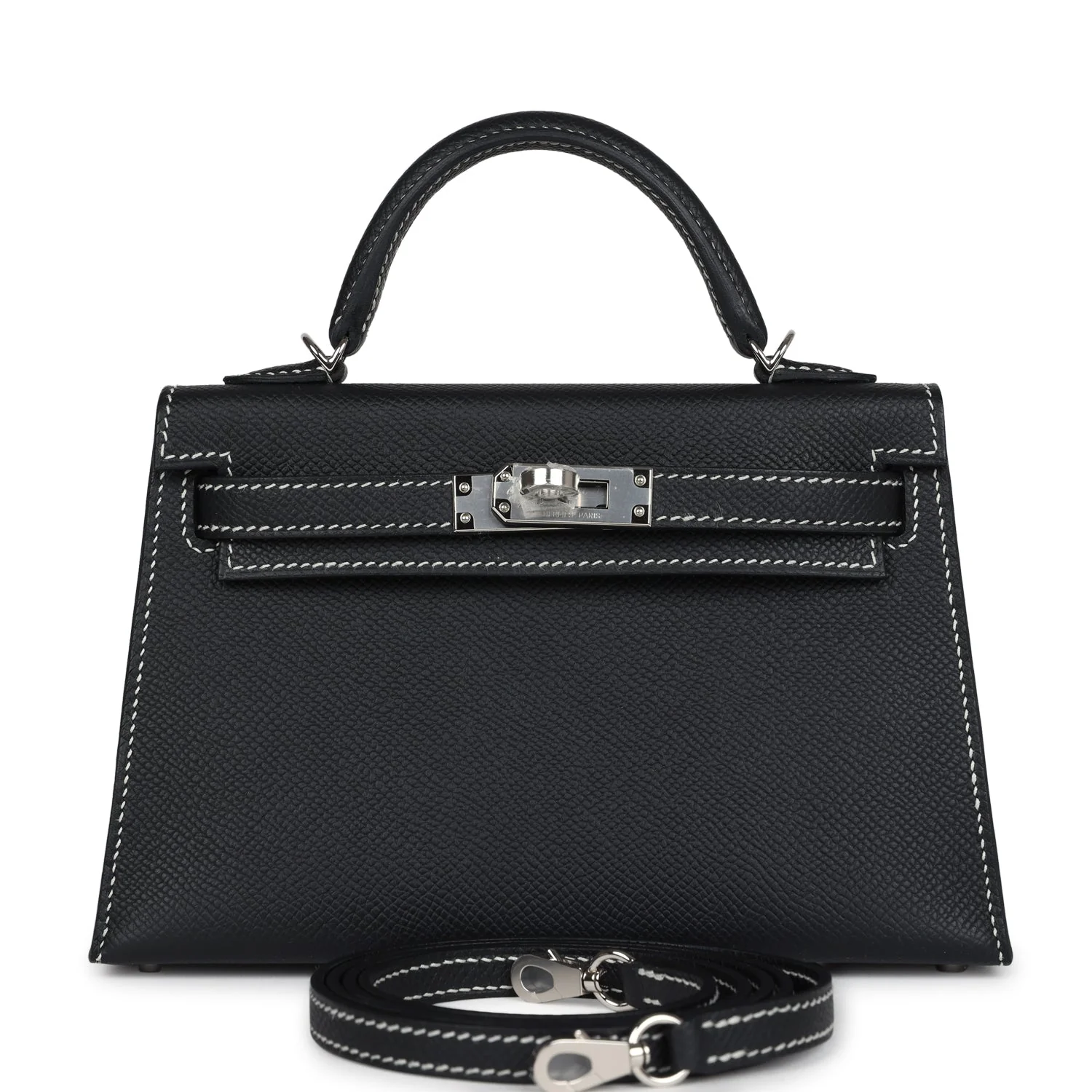 Replicate Hermes Special Order (HSS) Kelly Sellier 20 Black Verso Epsom Palladium Hardware(1:1 replica)
