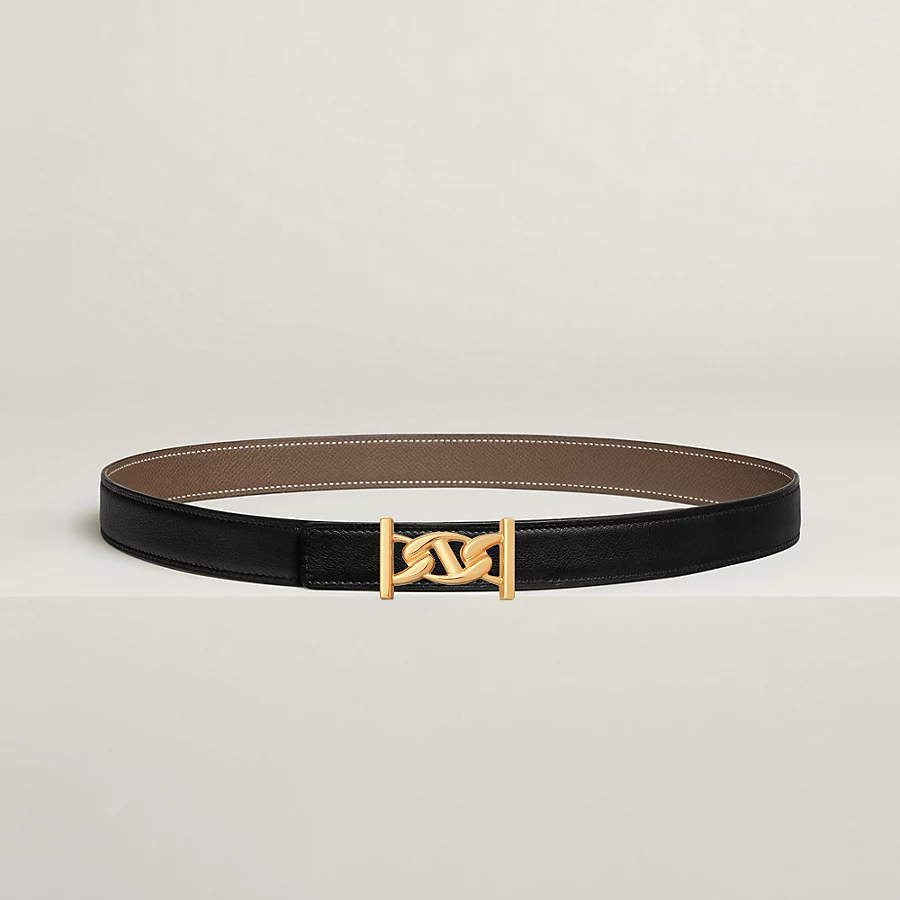 Replicate My H belt buckle   Reversible leather strap 24 mm(1:1 replica)