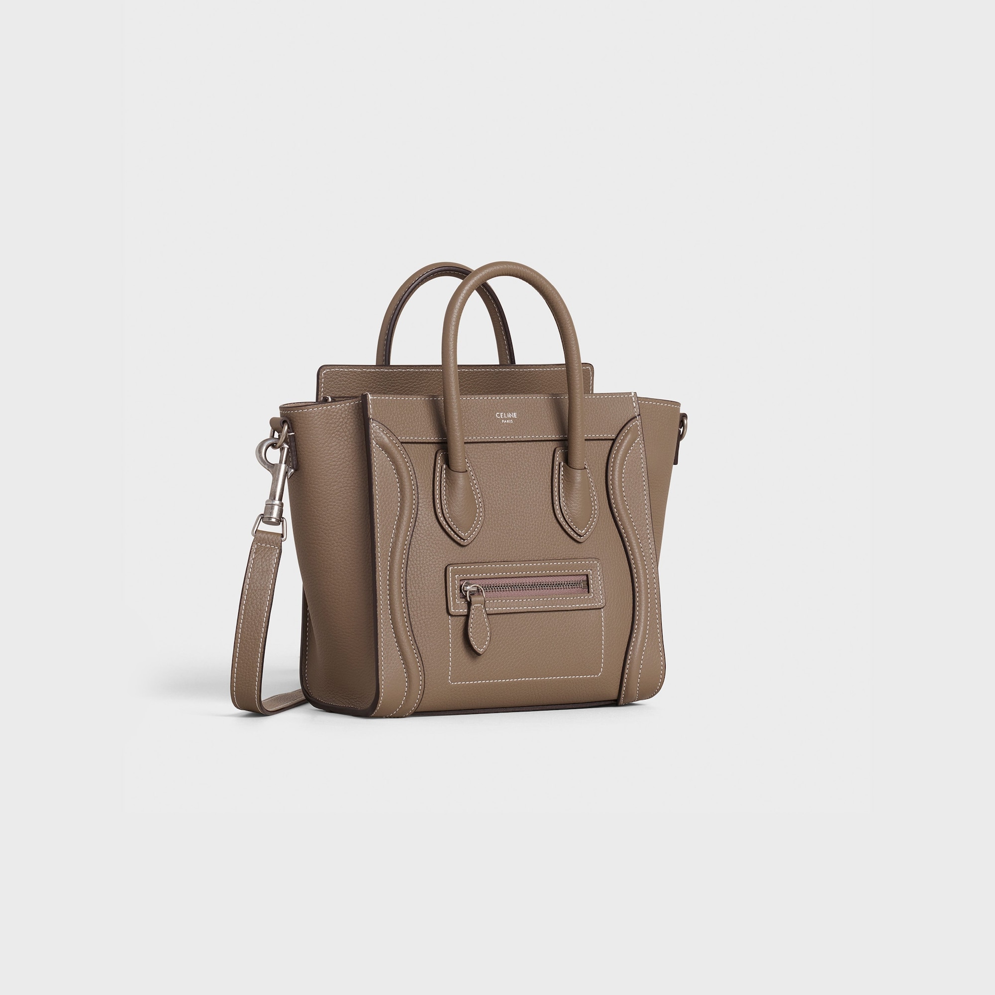 Replicate NANO LUGGAGE BAG IN BABY DRUNMED CALFSKIN SOURIS(1:1 replica)