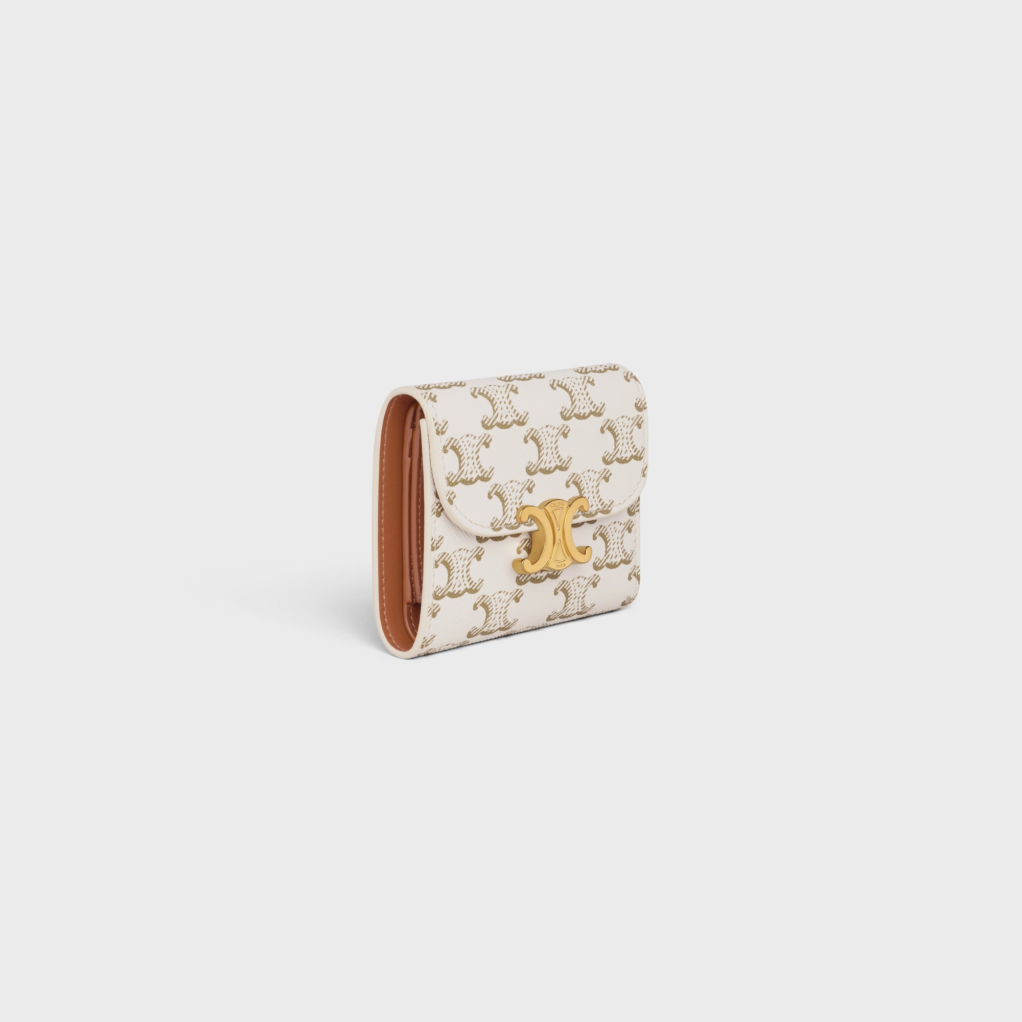 Replicate SMALL FLAP WALLET TRIOMPHE IN TRIOMPHE CANVAS TAN(1:1 replica)
