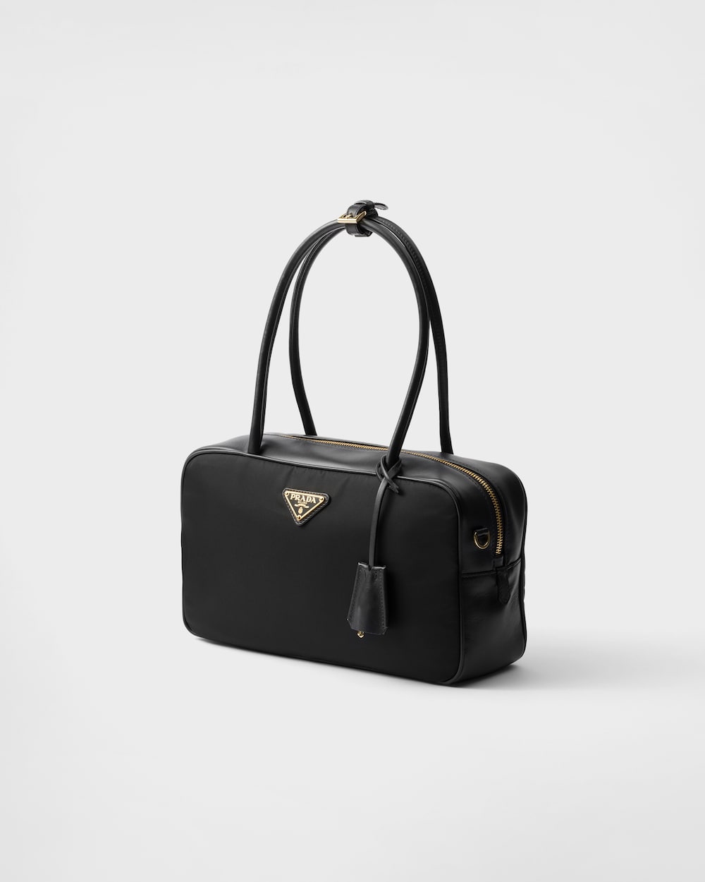 Replicate Re-Nylon and Leather Medium Top-Handle Bag With Padlock(1:1 replica)